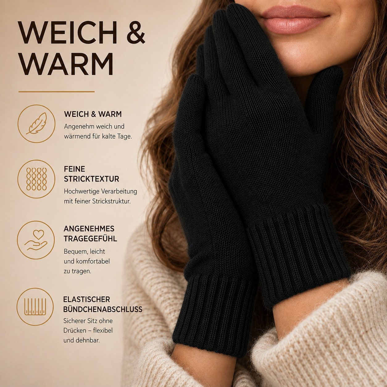 herémood Strickhandschuhe Handschuhe Winter für Damen Herren, Winterhandschuhe, Sport & Fahrrad vollständig bedeckte Finger, Testsiegel SEHR GUT (Note 1,1) – Bild 5 von 5