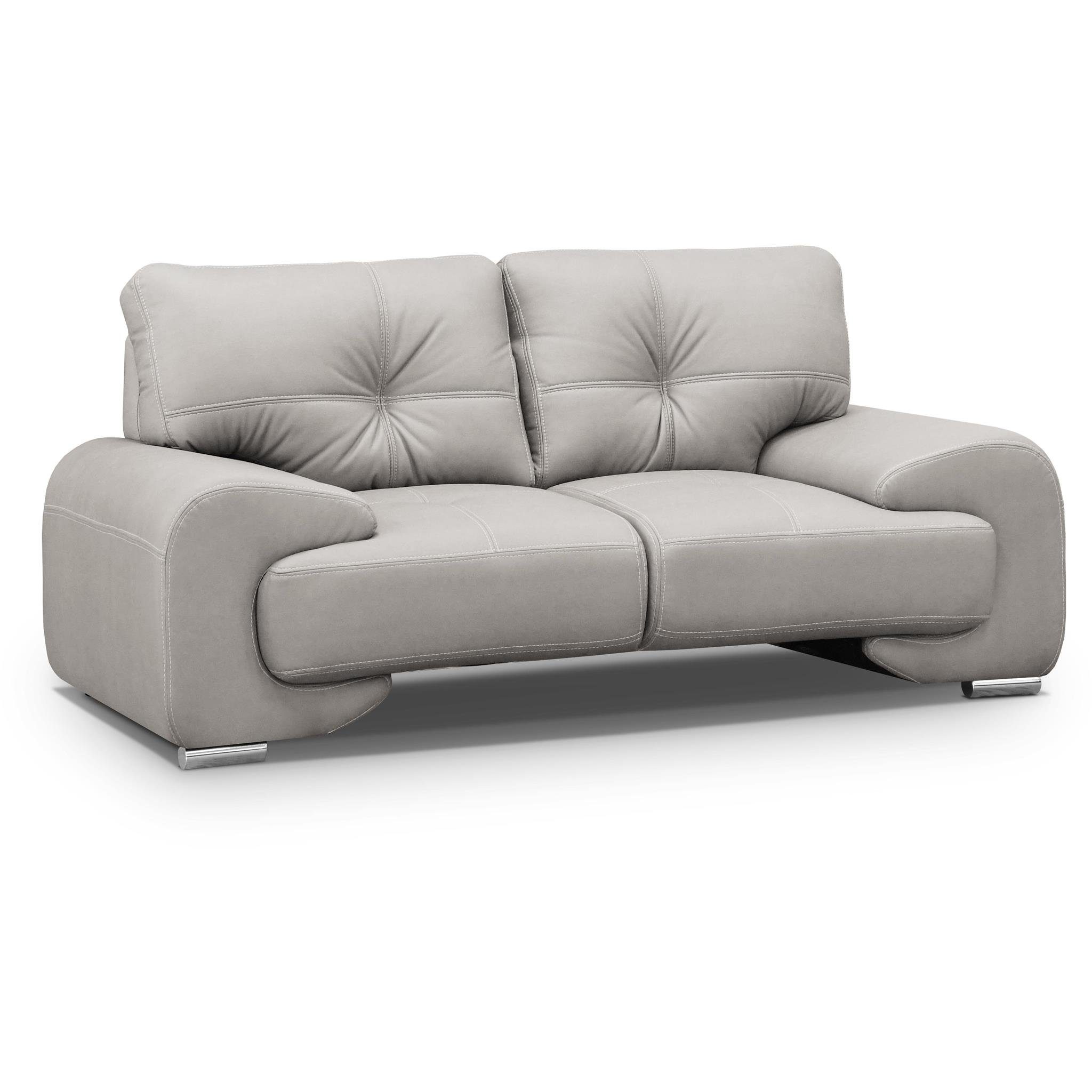 Beautysofa 2-Sitzer Maxime lux, 2-Sitzer Sofa im modernes Design aus Kunstleder, mit Wellenunterfederung, mit dekorativen Nähten Beige (vega 02)
