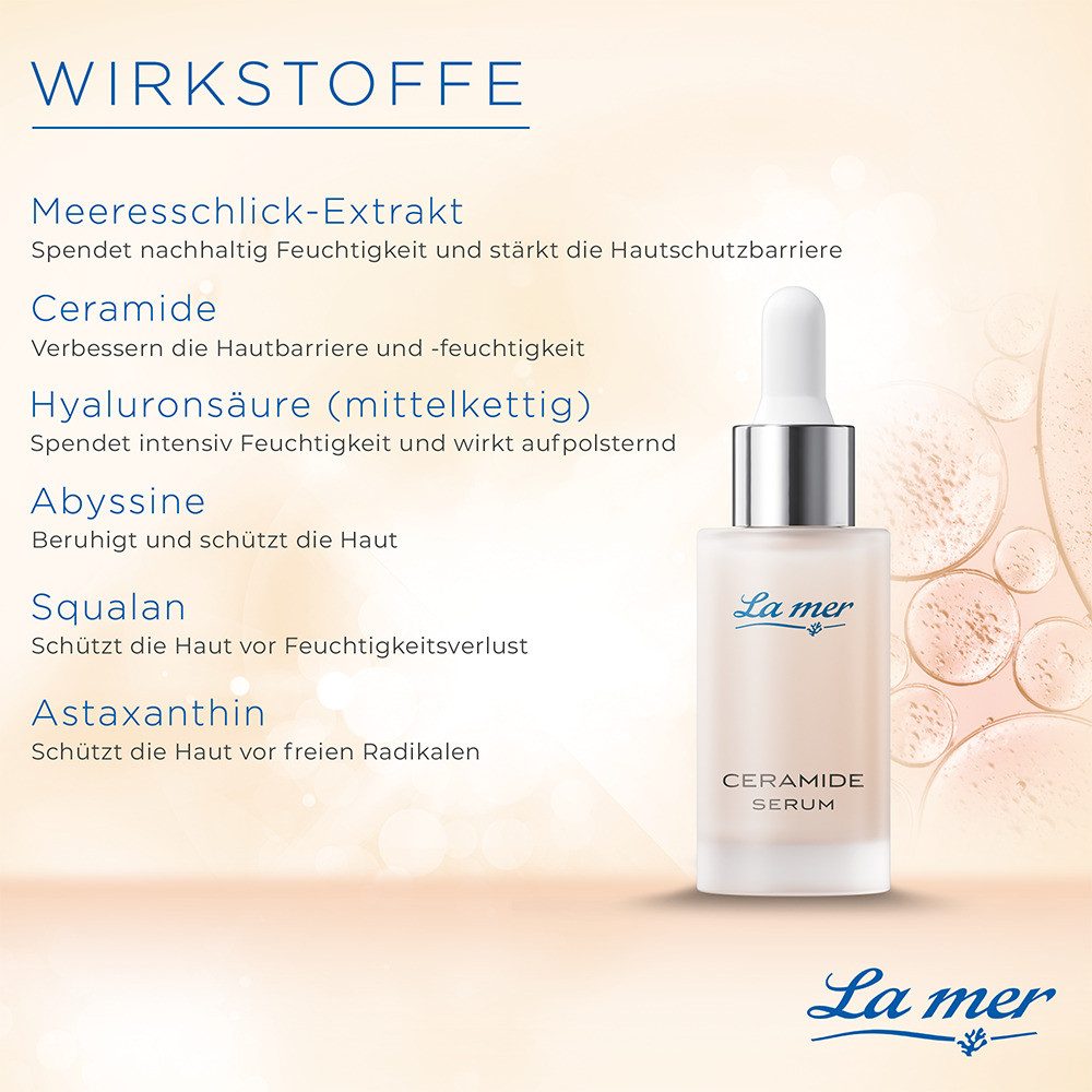 La mer Gesichtsserum Ceramide Serum – stärkendes Barriereserum Samtiges Ceramid-Serum mit Squalan & Astaxanthin, stärkt die Hautbarriere und beruhigt sensible, gereizte Haut