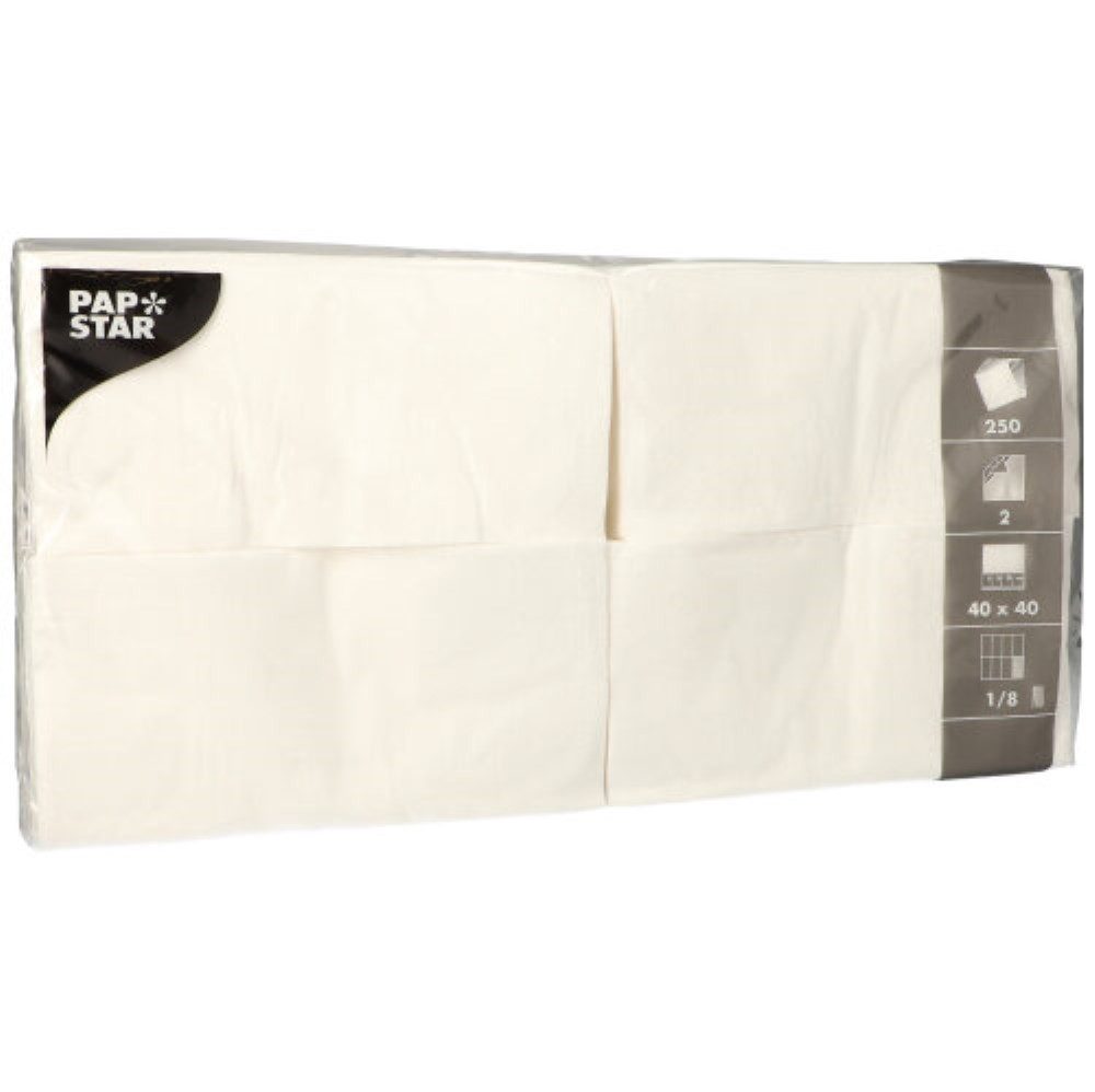 PAPSTAR Papierserviette 250 Servietten, 2-lagig 1/8-Falz 40 cm x 40 cm weiss