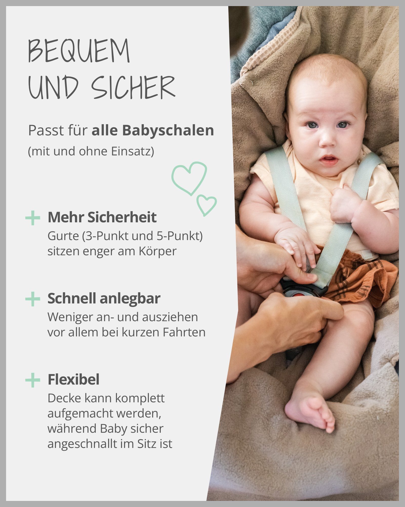 Einschlagdecke Für die Babyschale Blau Grün, Optimal für EU Design: Made Floral Frühling, Winter Autositz, und Herbst, ®, - TOG-Wert - in 2,5, ULLENBOOM