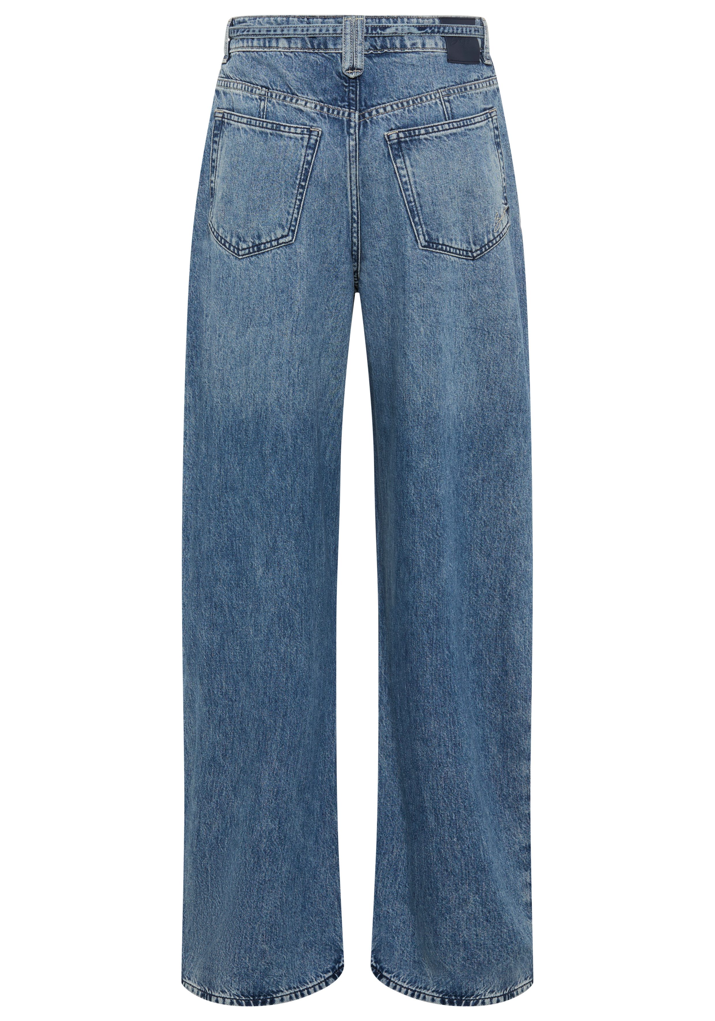 BOSS ORANGE Weite Jeans PLEATED BARREL 1.0 Premium Damenmode (2-tlg) mit Bindegürtel, High Waist