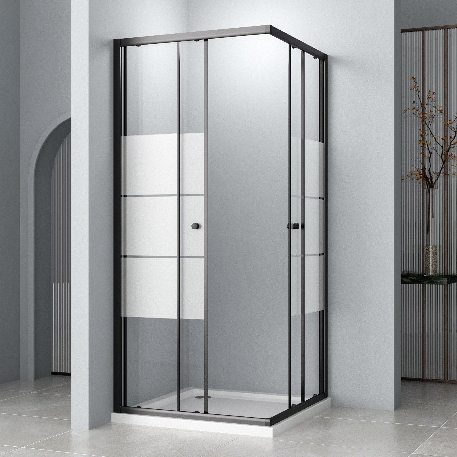 Hopibath Eckdusche milchglas Duschkabine 80x100 100x100 günstig online kaufen