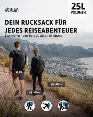 Terra Peak Tagesrucksack, Rucksack für Damen und Herren, 20 bis 25l Volumen, für Laptops bis 15"