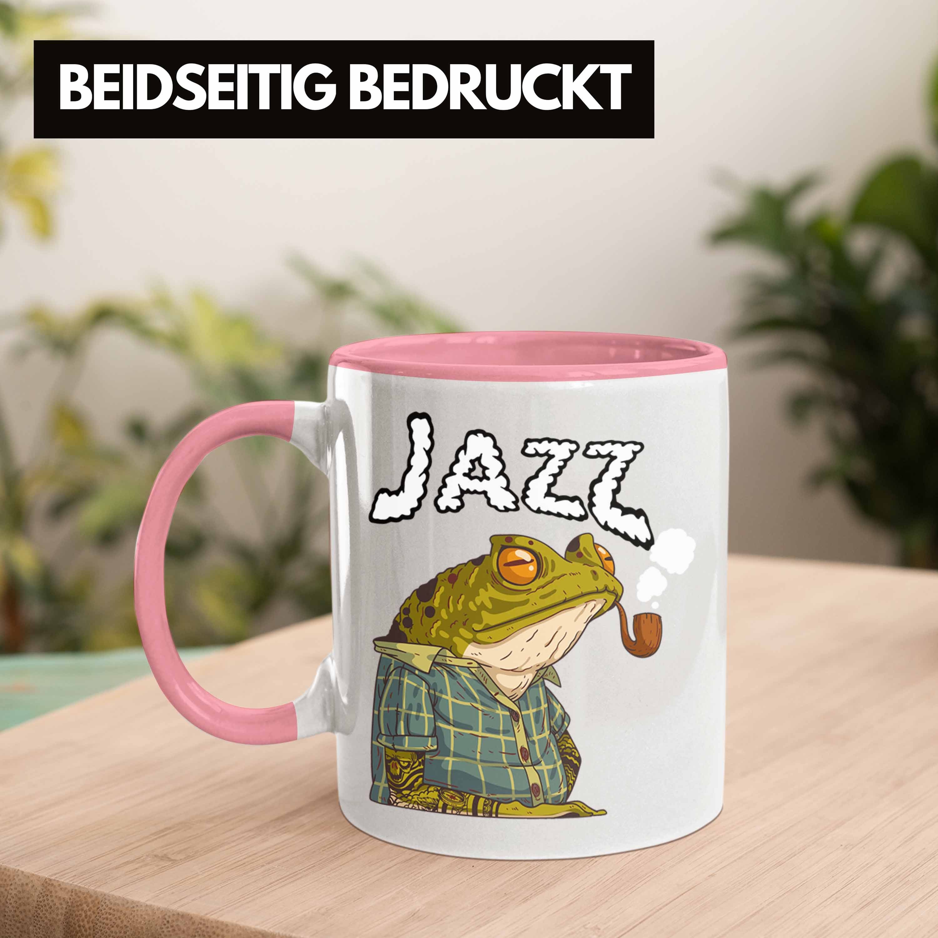Rosa Tasse Tasse Geschenk Lustig Trendation Grafik Jazz Frosch