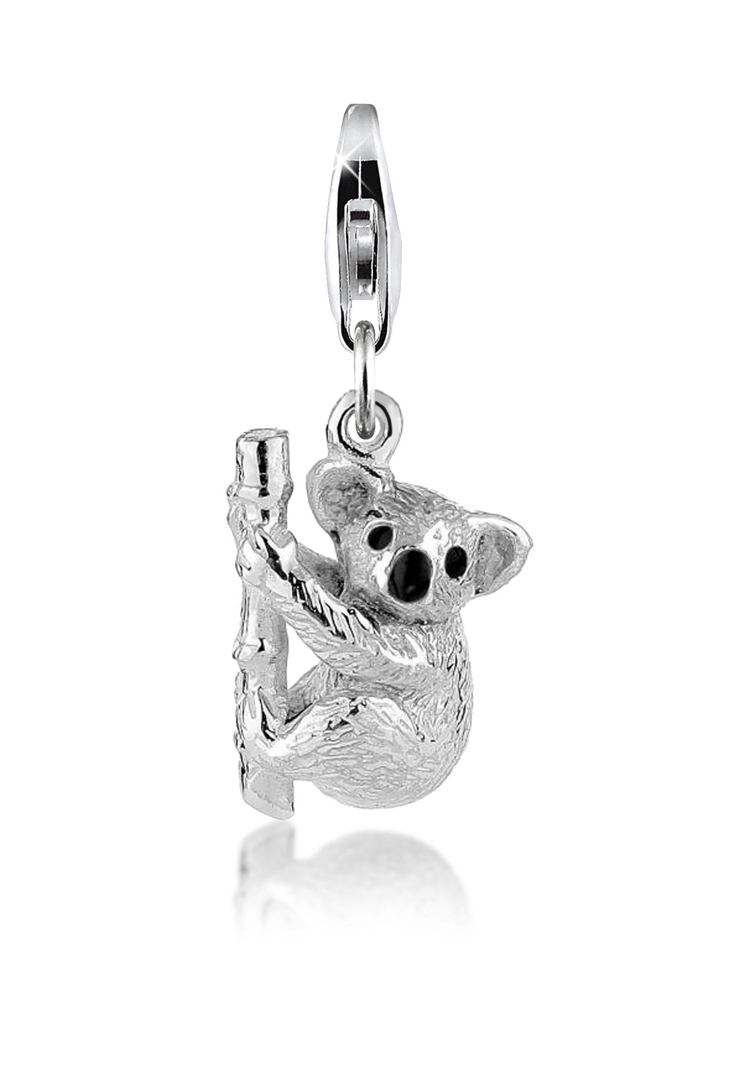 Nenalina Charm-Einhänger Koala-Bär Anhänger Emaille 925 Silber, Bambus