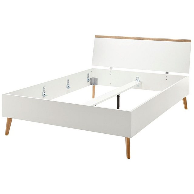 Lomadox Bett »MAINZ 61«, Doppelbett im skandinavian Design, weiß matt mit Eiche Riviera Nb., B H T ca. 145x44x210 cm  - Onlineshop Otto