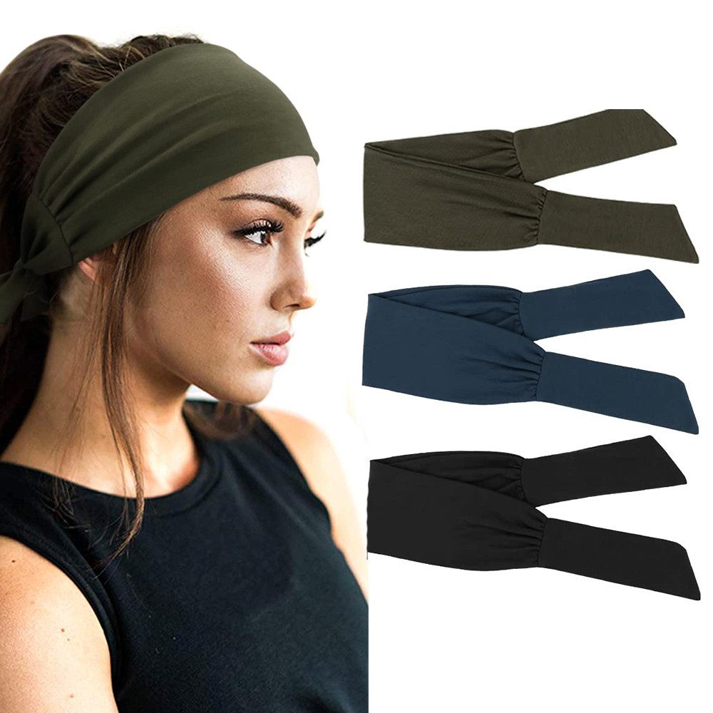 Zaewry Stirnband Damen Boho Stirnband Kopfband Haarband Gedruckt Stirnbänder (3-St) Knoten Verdrehtes Elastische Kopf Wickeln Sport Haarschmuck