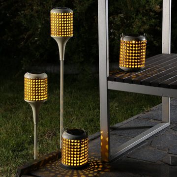 MARELIDA LED Solarleuchte LED Solar Fackeln Laternen hängend Gartenstecker Solarleuchten 4er Set, LED Classic, warmweiß (2100K bis 3000K)