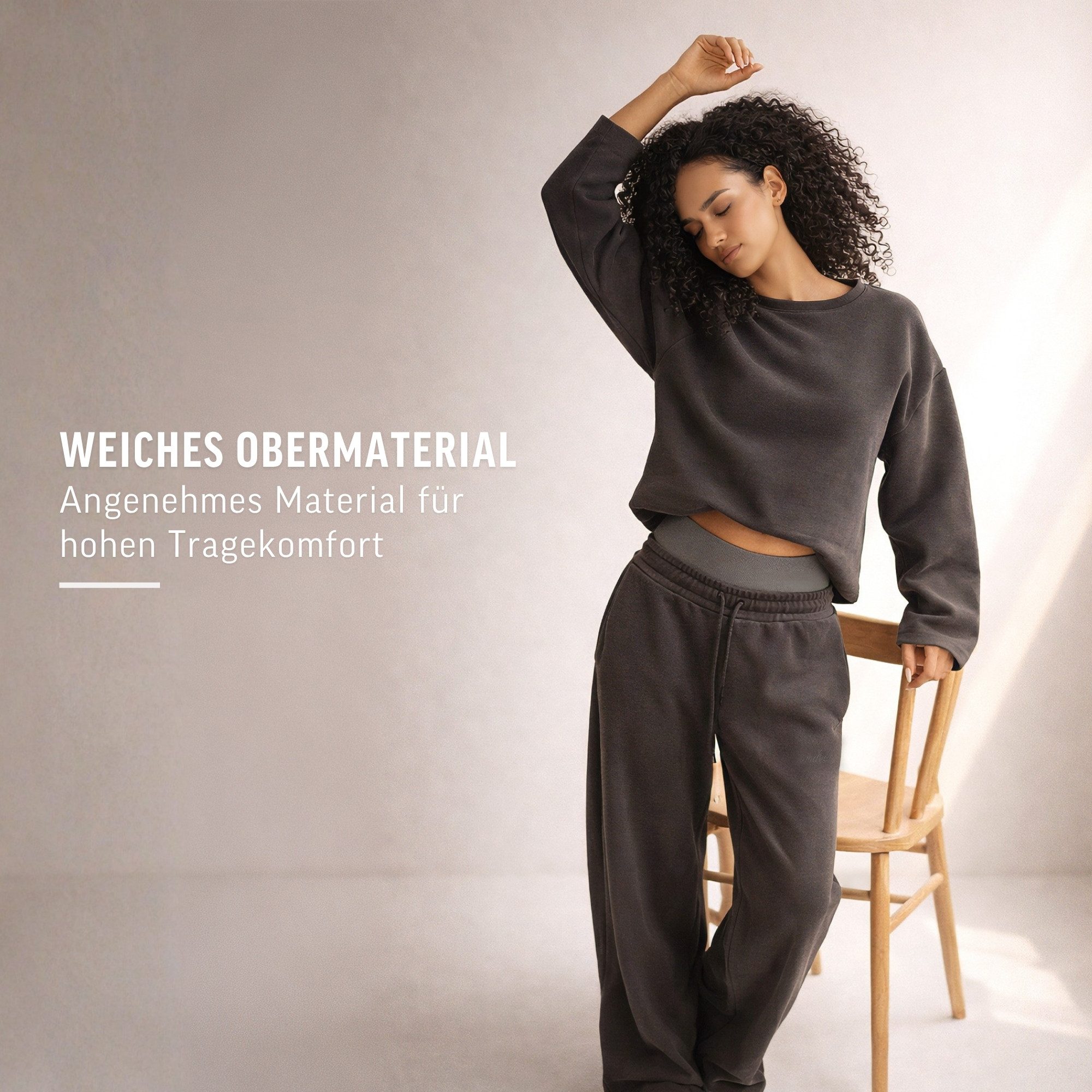 Smilodox Jogginghose Yelin, Trainingshose Damen Oversized Fit Wide-Leg mit Tunnelzug Elastischer Bund, Kordelzug, Weites Bein, Dezentes Logo, Freizeit