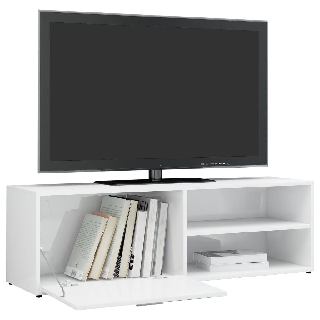 Holzwerkstoff Hochglanz-Weiß TV-Schrank cm 120x34x37 furnicato