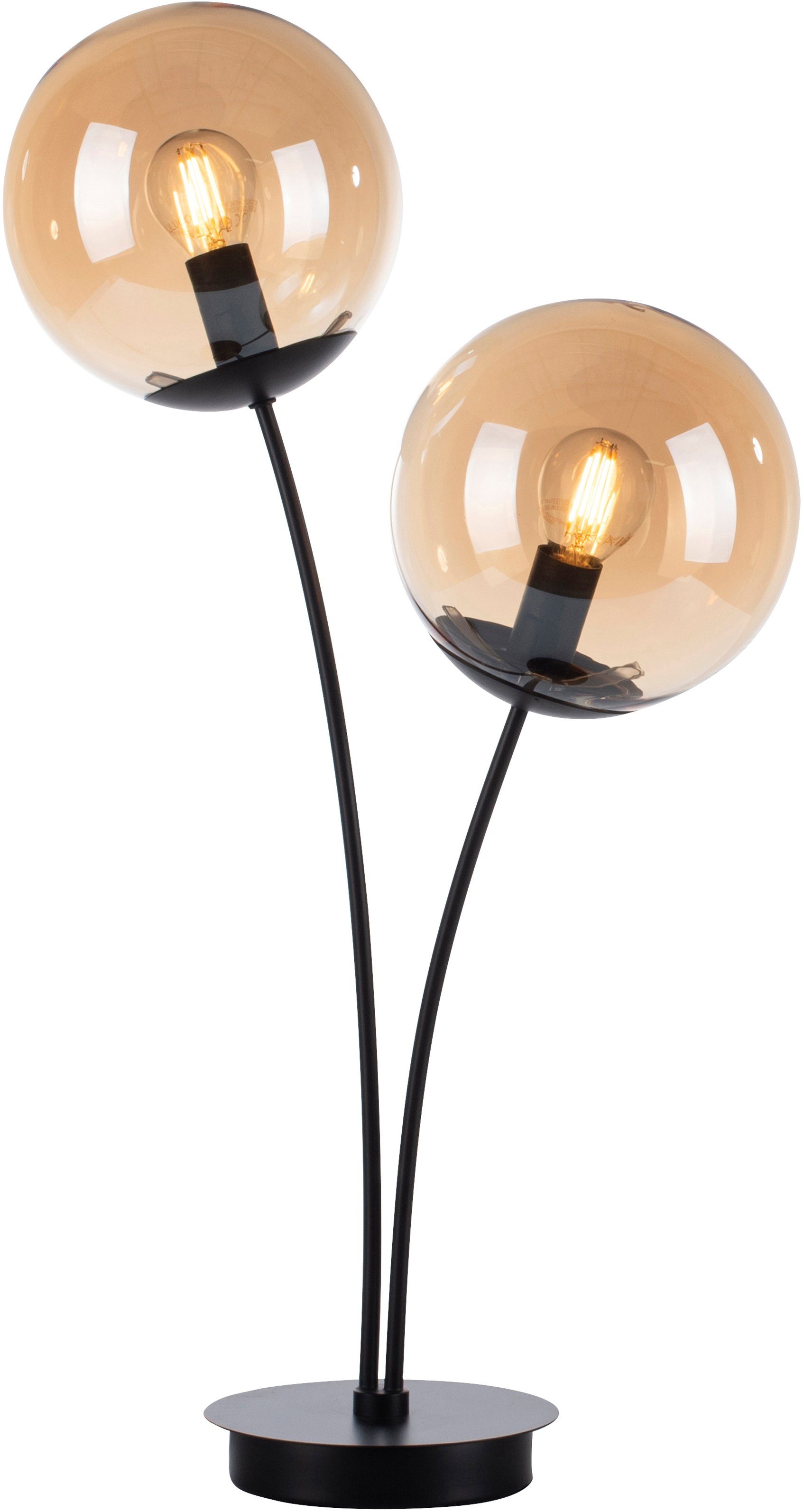 schwarz Nymölla, ohne andas großen amberfarbigen mit lackiert Glaskörpern, Tischleuchte Ein-/Ausschalter, Oberfläche Leuchtmittel,
