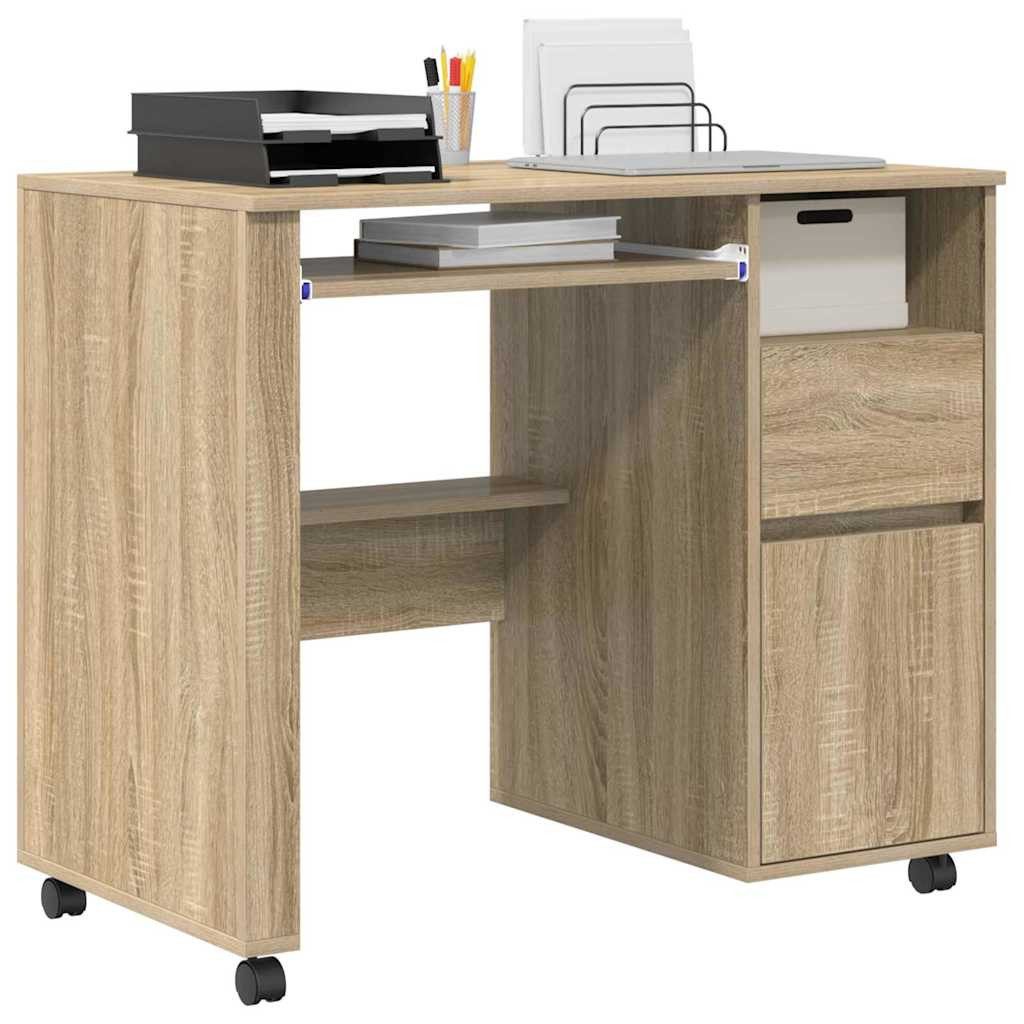 vidaXL Schreibtisch Tisch mit Rollen Sonoma günstig online kaufen
