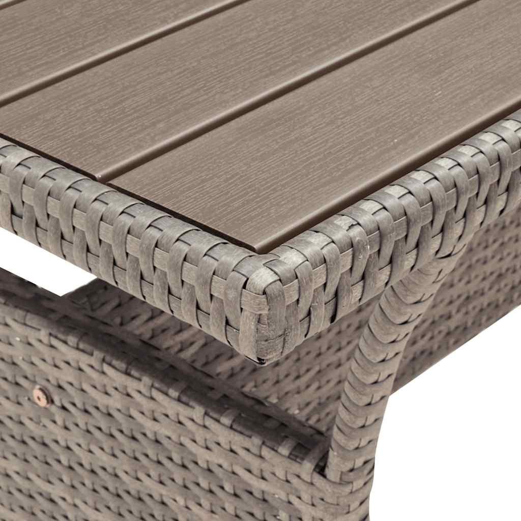 furnicato Gartentisch Grau 120x70x66 cm Poly Rattan (1-St), Witterungsbeständiger Esstisch mit robustem Stahlgestell für Terrasse