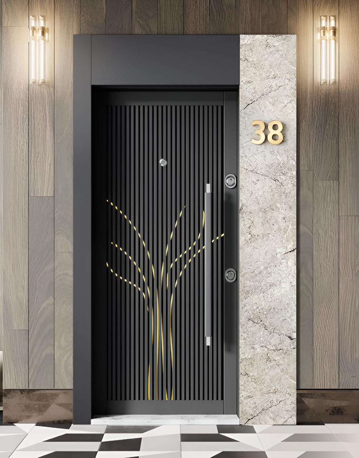 JVmoebel Haustür Moderne Graue Eingangstür Stilvolle Stahltür Hoteltür, Made in Europa