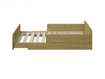 Lüttenhütt Kinderbett " ANNEKE " Kinderbett, Liegefläche von 140cm-200cm ausziehbar, Bodenbett,im Montessori Stil, zertifiziertes Massivholz