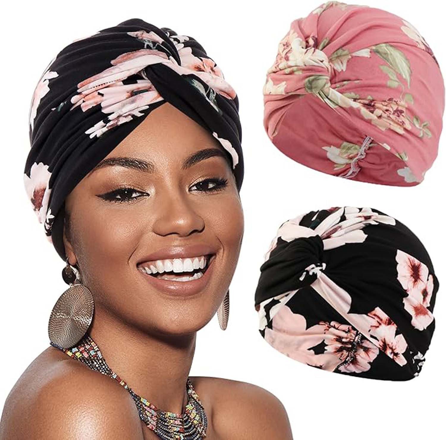 Coonoor Kopftuch 2 Stücke Frauen Chemo Hüte Turban Damen Beanie
