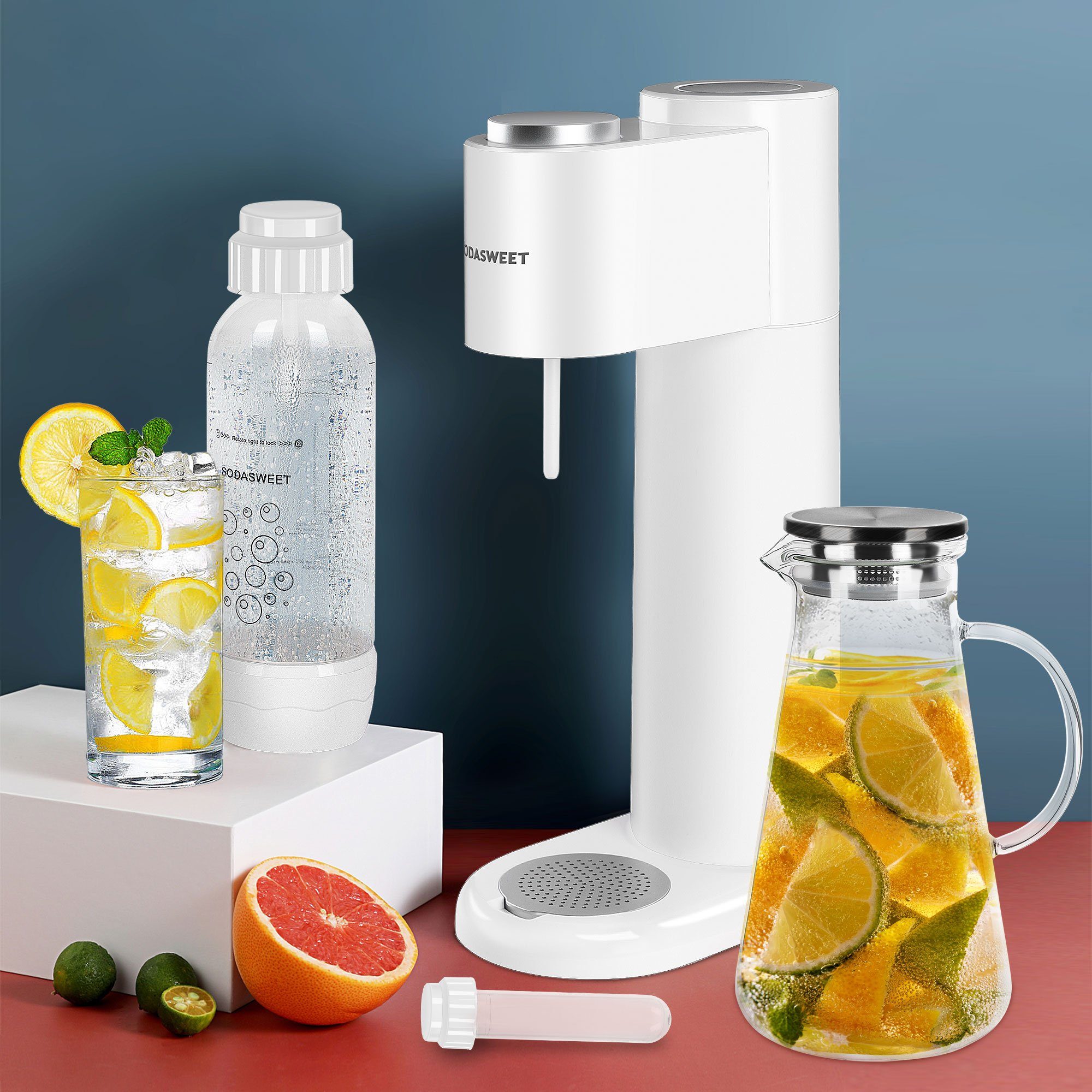 Homewit Wassersprudler Ideal 1 usw, 1-tlg., TÜV 2031 Zylinder (Set, 1 Flasche Mit 1 PET Zuhause, Wassersprudler Restaurant PET bis mit Gasdüse), Schutzrohr für Flasche, 1 Bar, Für + PET Wassersprudler, set 1 CO2 Flasche