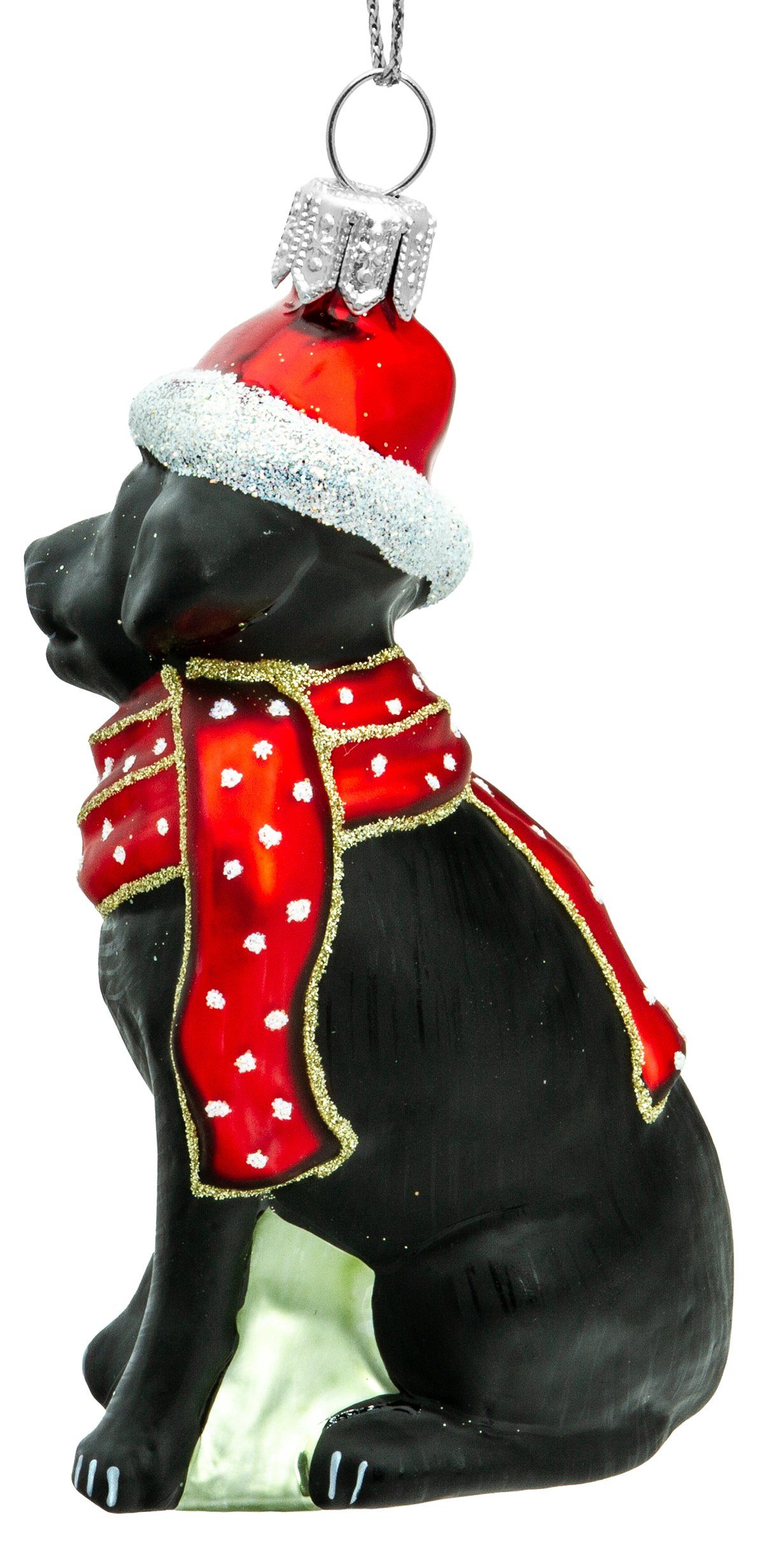 - SIKORA Labrador Schal und SIKORA Anhänger Christbaumschmuck Weihnachtsbaum mit Line Glas Premium Figur Weihnachtsmütze BS719 Christbaumschmuck