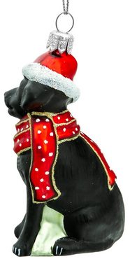 SIKORA Christbaumschmuck BS719 Labrador mit Schal und Mütze Premium Weihnachtsbaum Anhänger