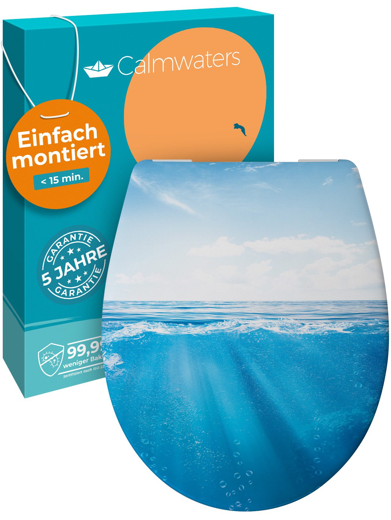 Calmwaters WC-Sitz Motiv Original, Motiv Meeresglanz, Made in EU, Absenkautomatik, Abnehmbar, 26LP6216