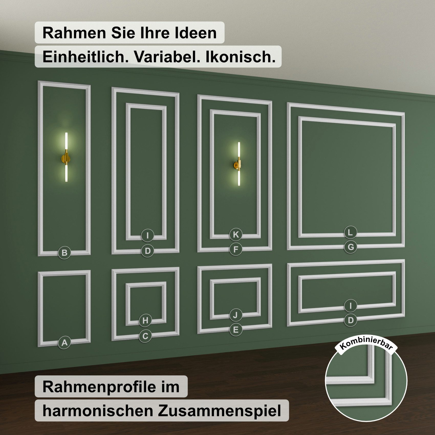 Hexim Stuckleiste RM16-G 140x140 cm, G - 140 x 140 cm, Wandrahmen Sets HDPS günstig online kaufen