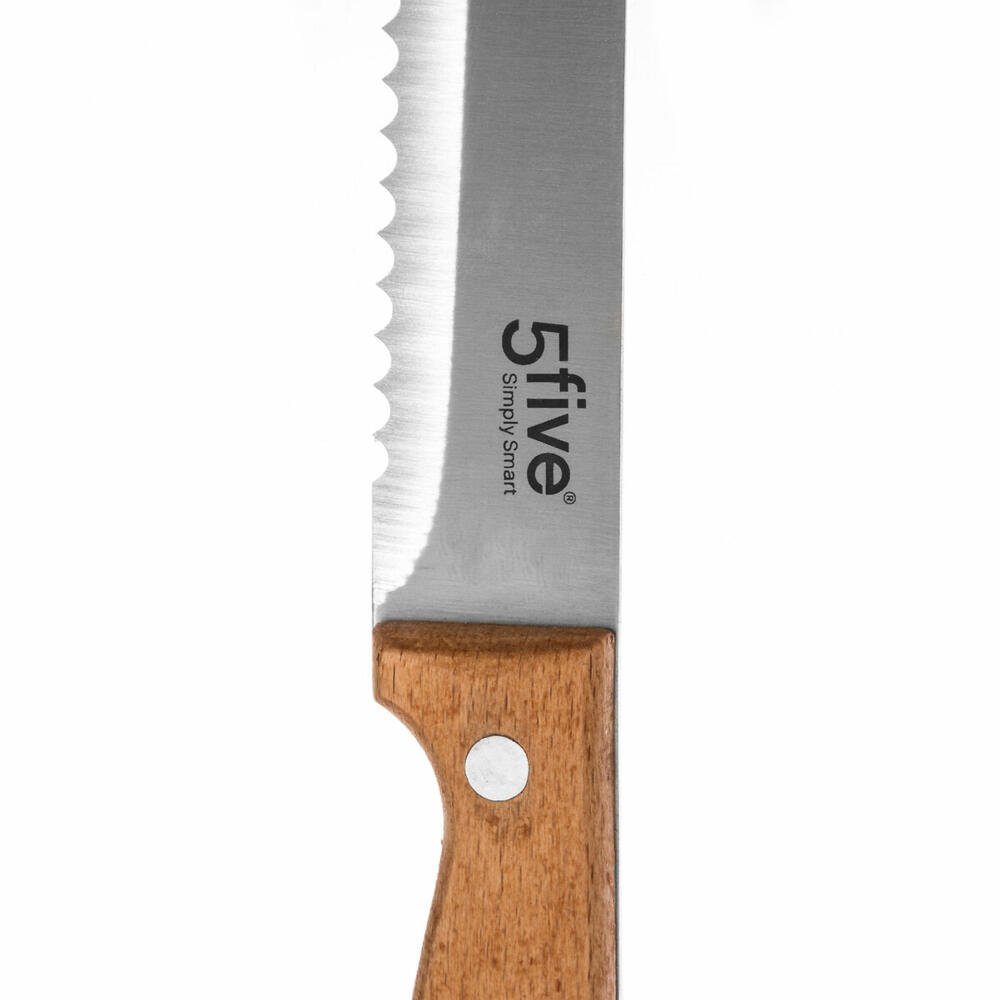 5five Simply Smart Schneidebrett Brotbrett 44 x 25 cm, Bambus, Edelstahl, Holz, mit Brotmesser
