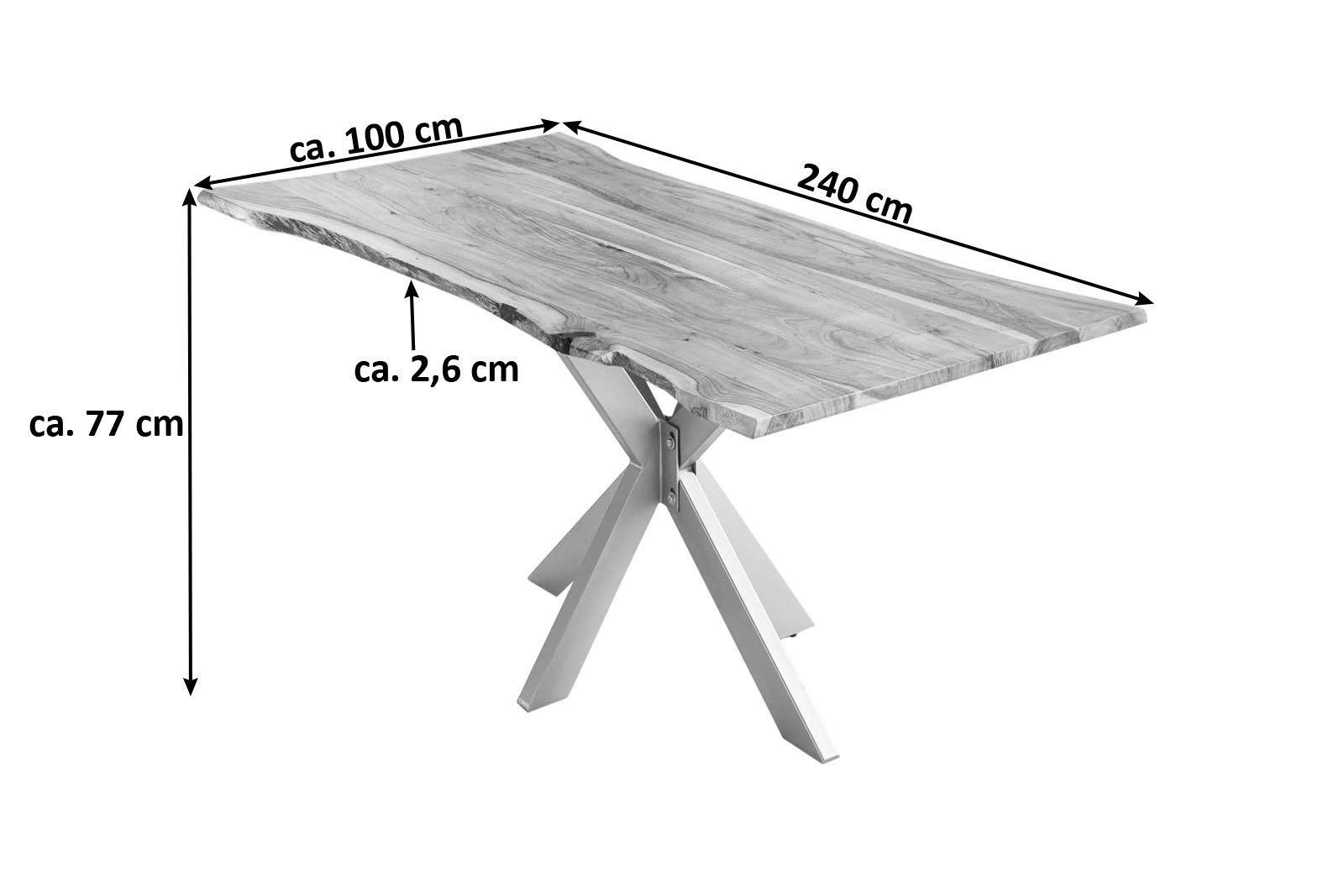 SAM® Baumkantentisch Memphistos, Akazienholz, Baumkante, Metallgestell günstig online kaufen