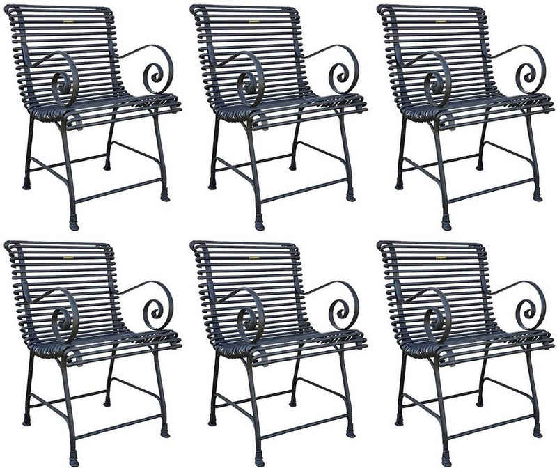 Casa Padrino Gartenstuhl Jugendstil Gartenstuhl Set Schwarz 44 x 50 cm - Handgefertigte Schmiedeeisen Stühle mit Armlehnen - Nostalgische Garten & Terrassen Möbel