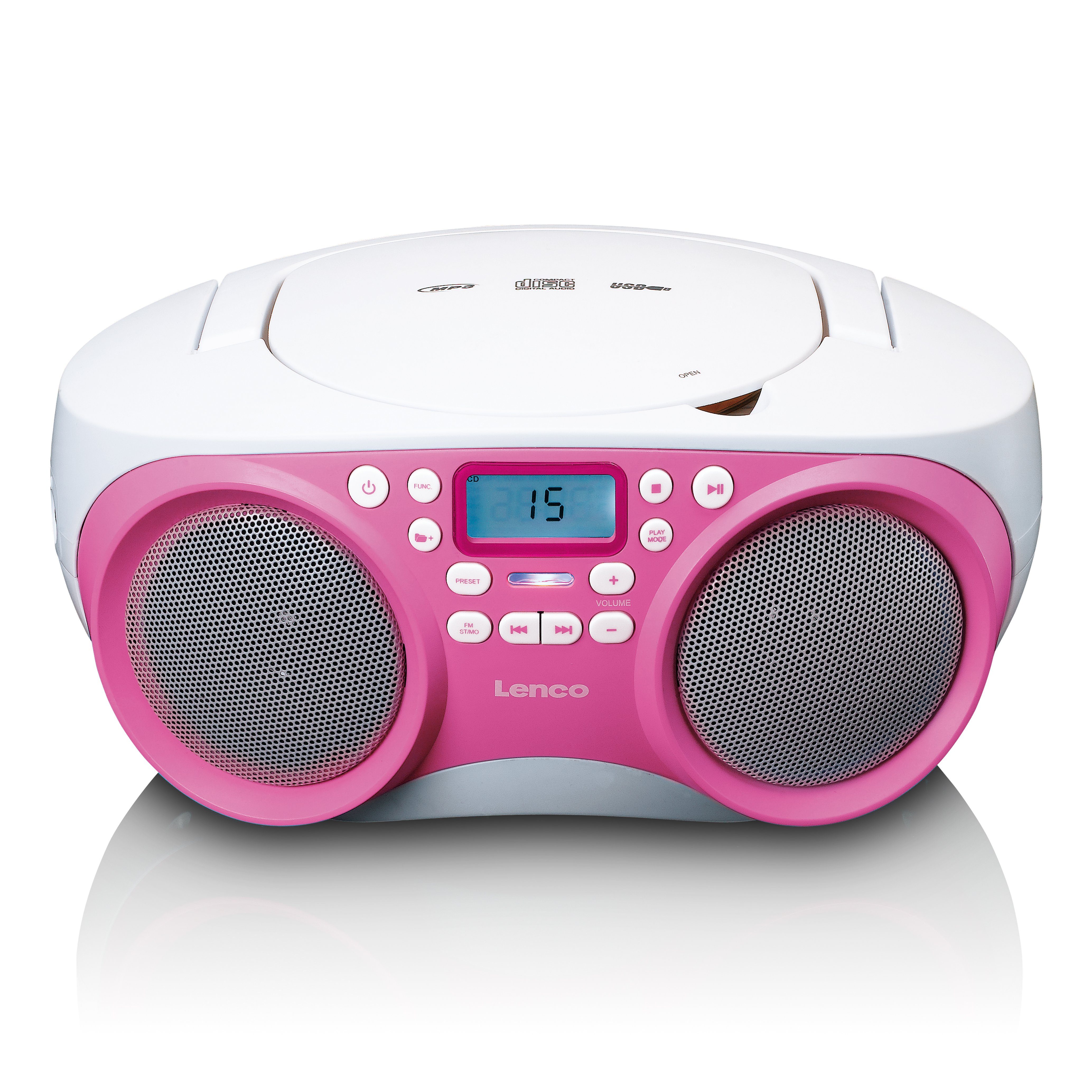 Lenco SCD-301PK UKW-Radio (FM, 3 W, USB- & AUX-Eingang, flexibel mit Strom- oder Batteriebetrieben in Pink)