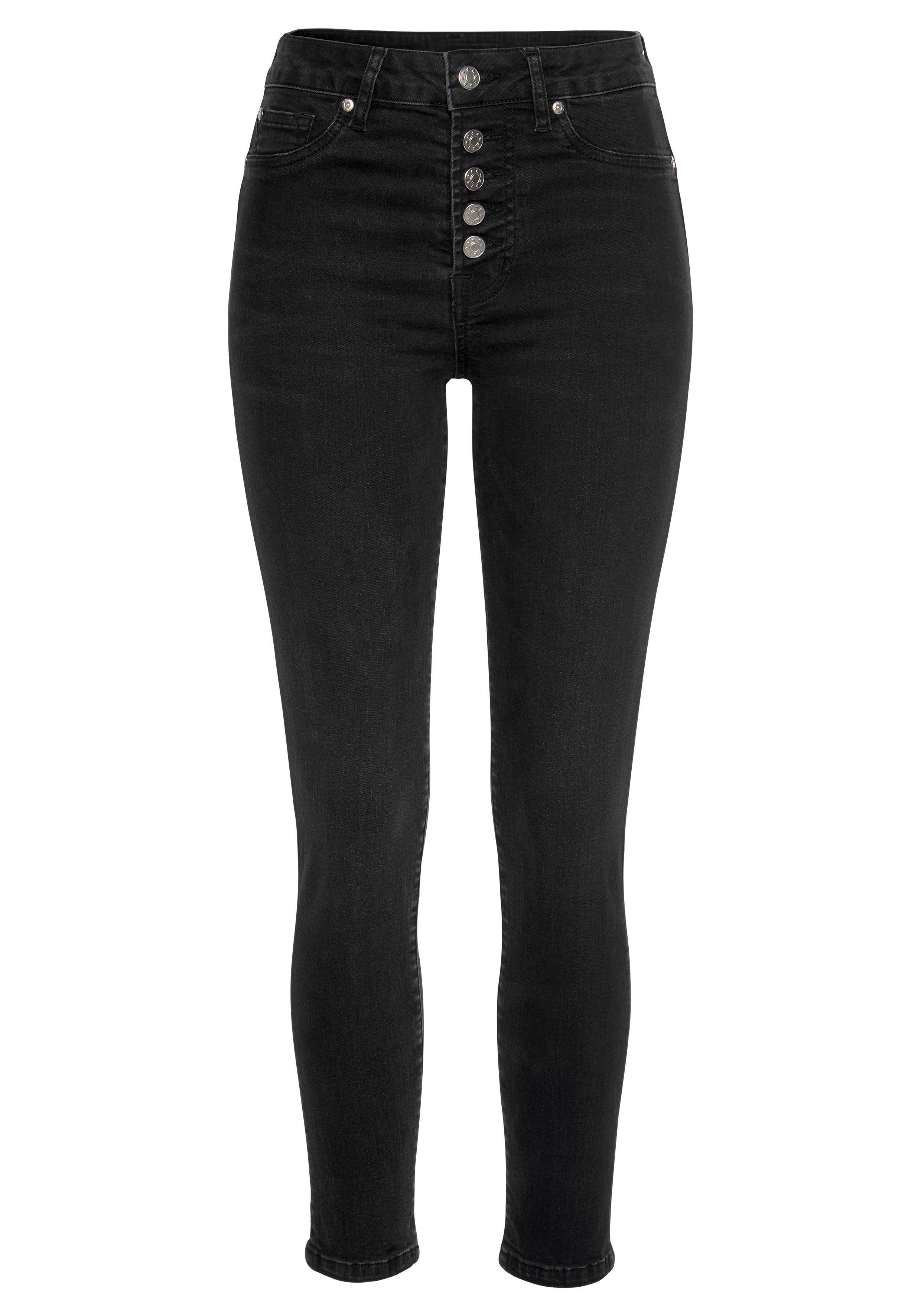 Knopfleiste mit Buffalo modischer schwarz High-waist-Jeans