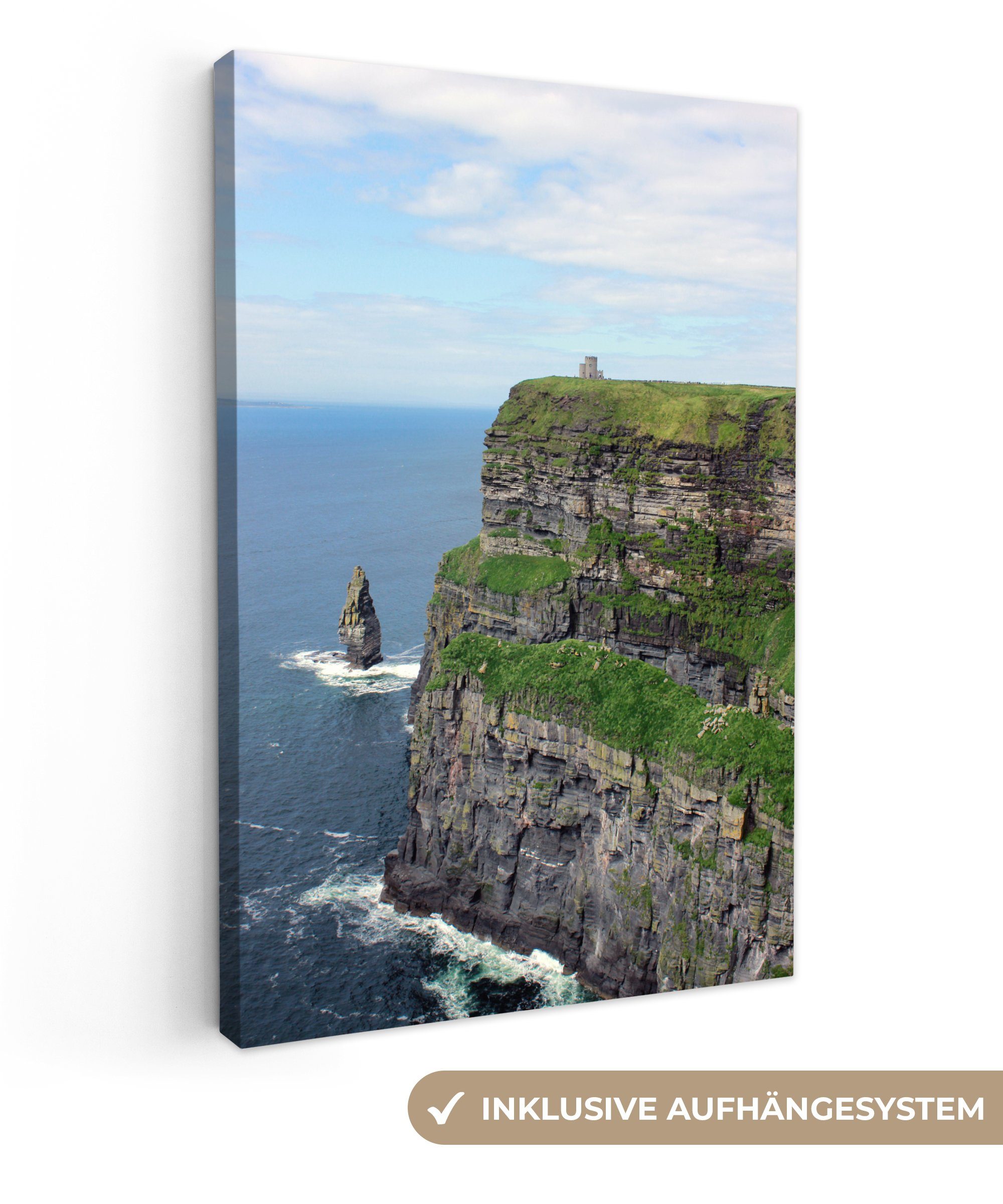 OneMillionCanvasses® Leinwandbild Die grünen Cliffs of Moher in Irland, (1 St), Leinwandbild fertig bespannt inkl. Zackenaufhänger, Gemälde, 20x30 cm