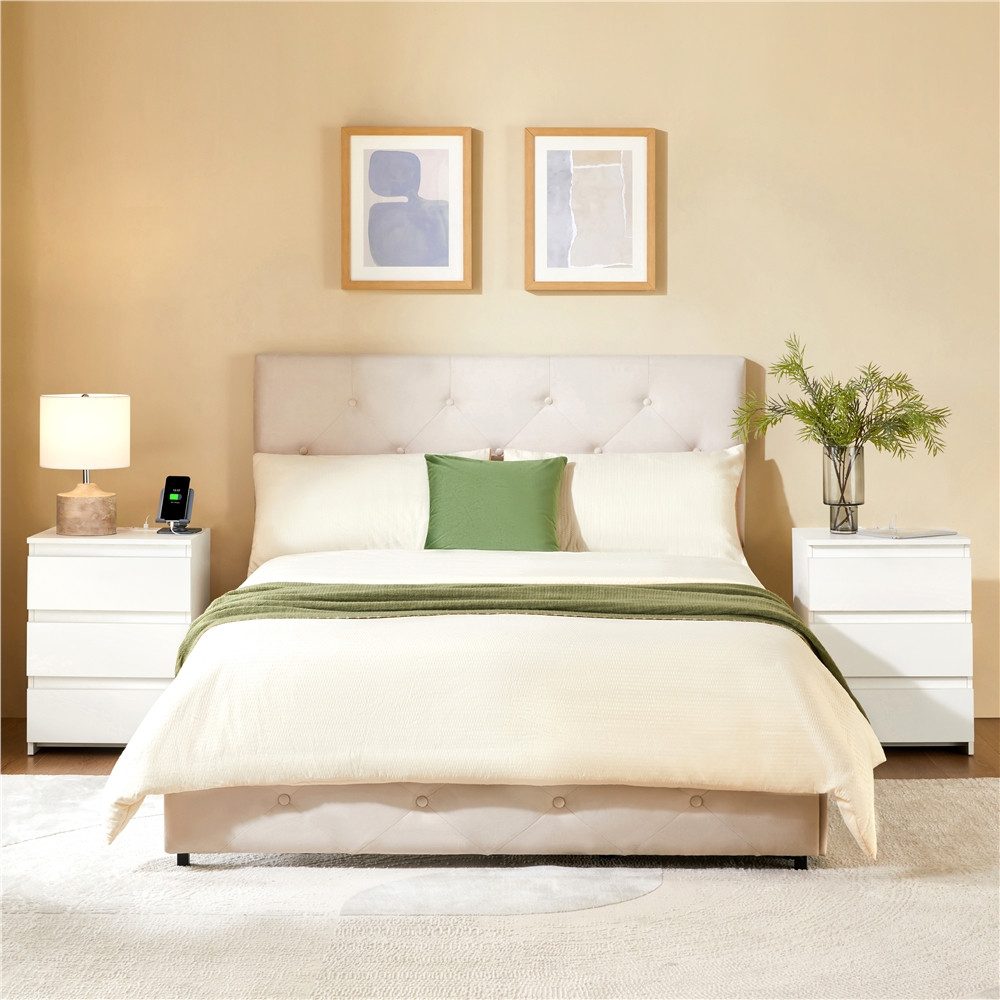 Yaheetech Nachttisch mit Ladestation, 2 USB-Anschlüsse und 2 AC-Steckdosen günstig online kaufen