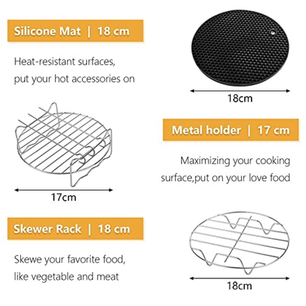 Youyijia Küchenmaschinen Zubehör-Set 7in Zubehör Heißluftfritteuse Universal Friteusen Zubehörset