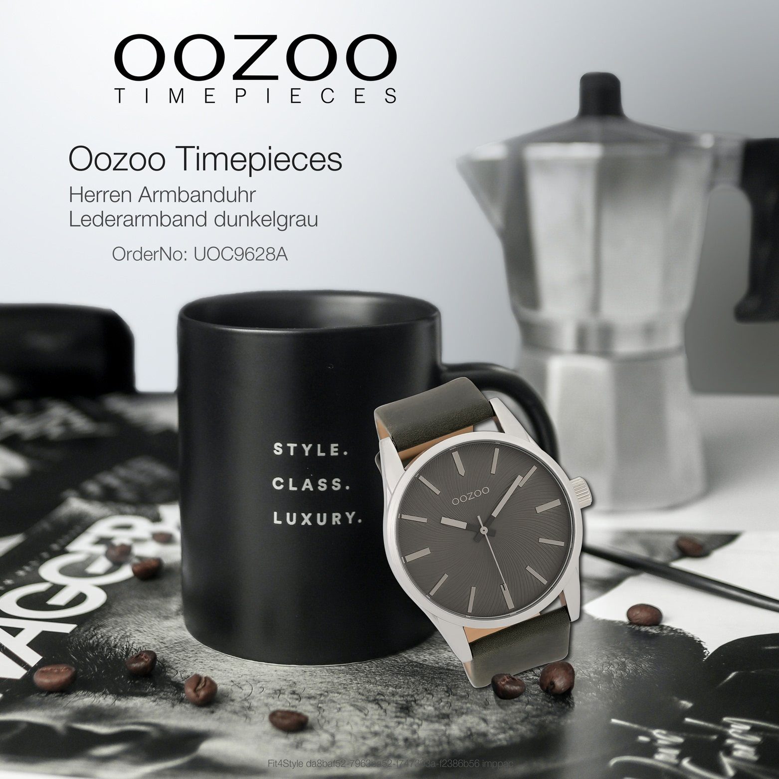 OOZOO Quarzuhr Oozoo Unisex Armbanduhr Timepieces Analog, (Analoguhr), Herren, Damenuhr rund, groß (ca. 45mm) Lederarmband, Fashion-Style