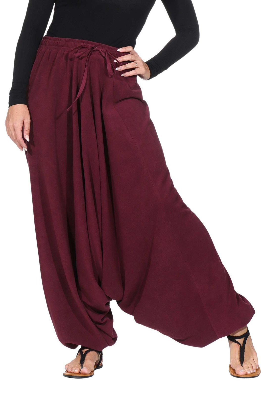 KUNST UND MAGIE Haremshose Unisex Fleecehose Thermo Haremshose Wellnesshose Boho Winter Hose
