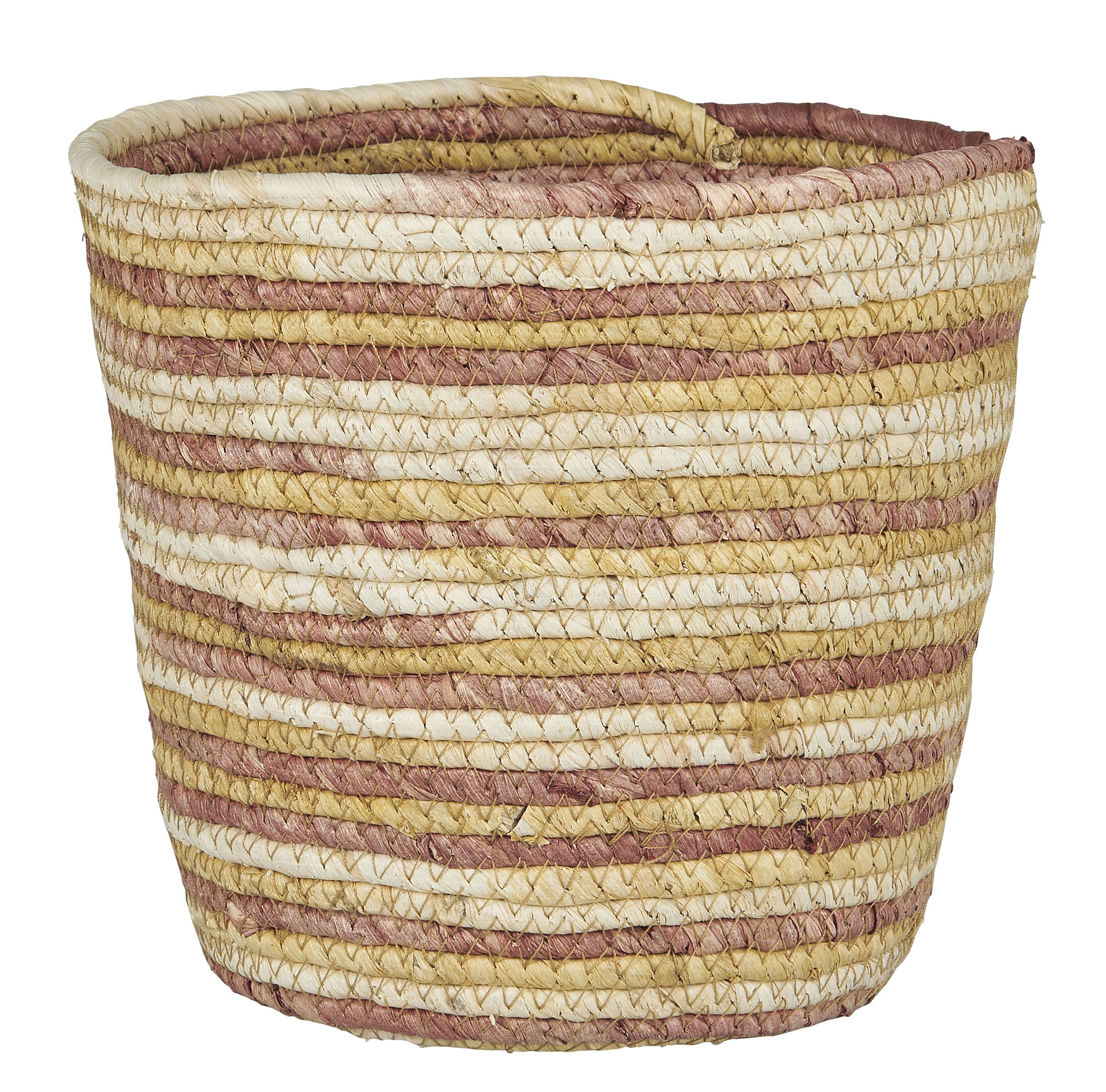 Dekokorb Ib Laursen - Blumenkorb Übertopf Korb Utensilo D 22cm Creme Rosa Gelb