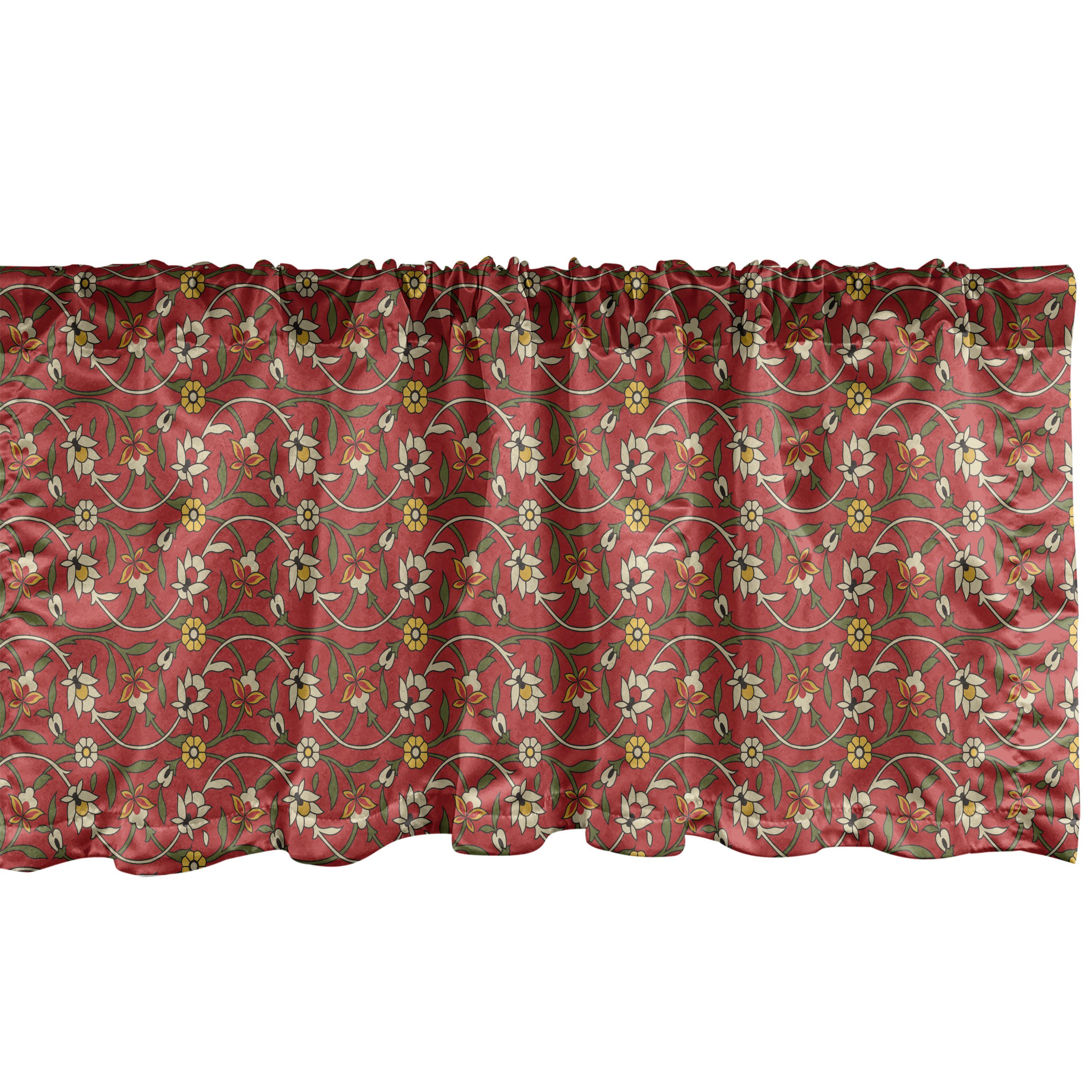 Scheibengardine Vorhang Volant für Küche Schlafzimmer Dekor mit Stangentasche, Abakuhaus, Microfaser, Blumen Rhythmische Connected Reisig