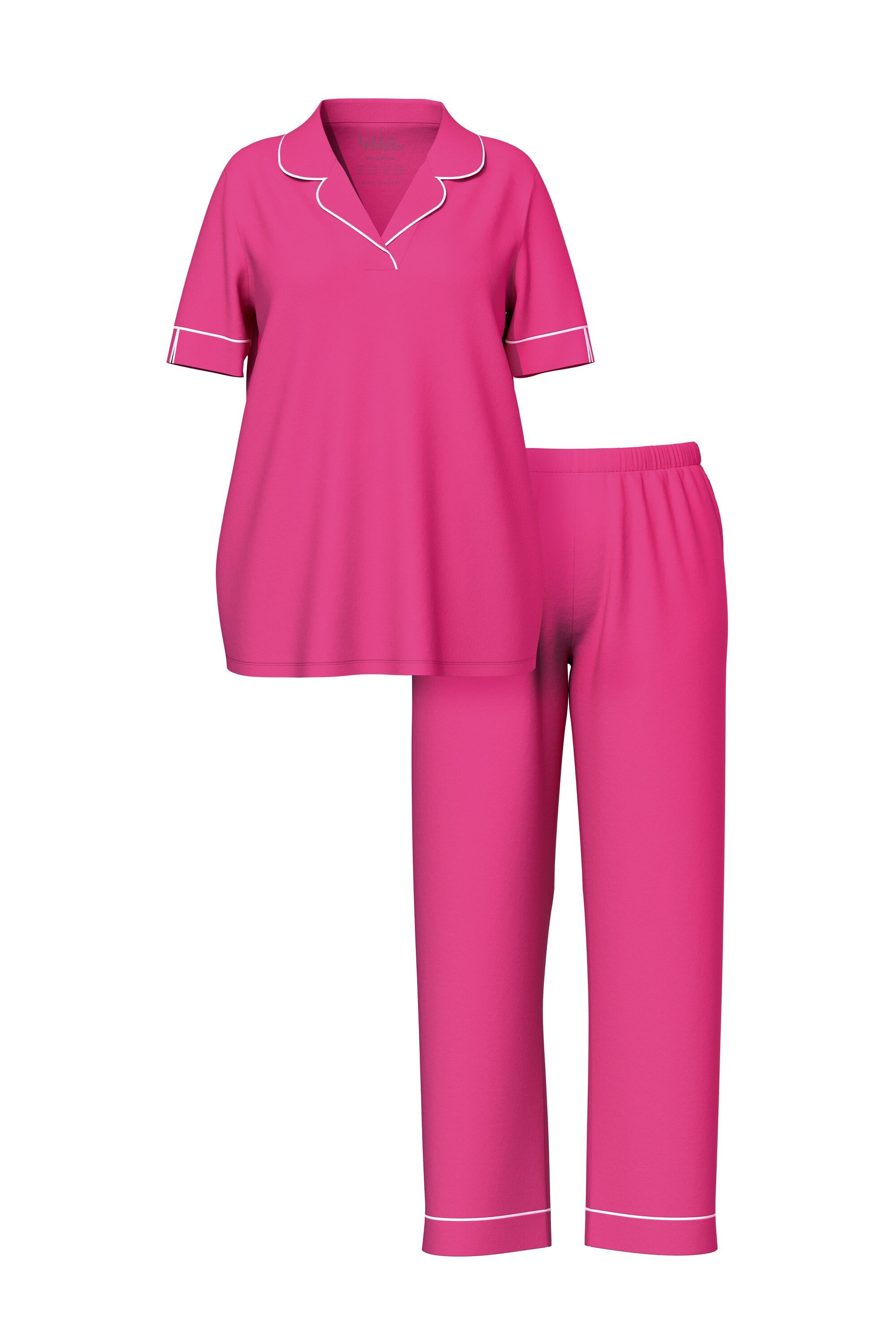 Ulla Popken Pyjama Pyjama Zierpaspeln Reverskragen günstig online kaufen