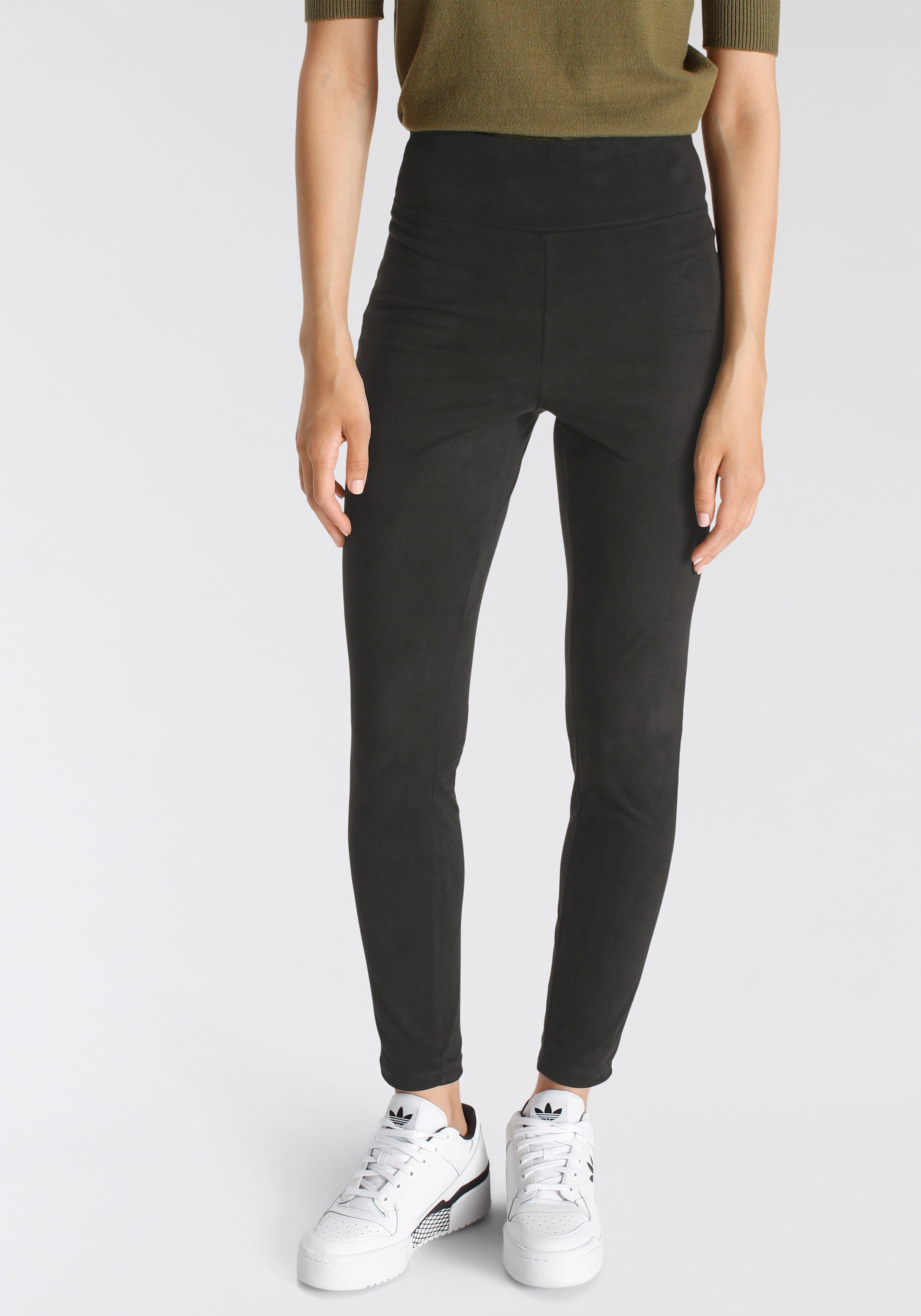 AJC Highwaist Leggings in Velourleder-Optik