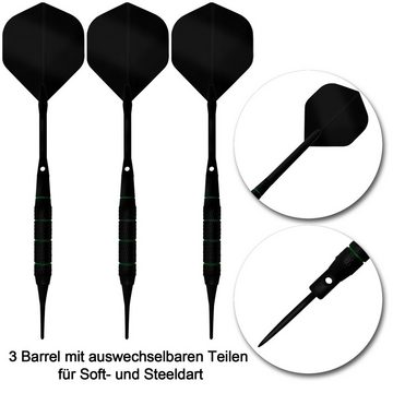 XQMAX Dartpfeil Dart Geschenkset 3er Pfeil Set Softdart Steeldart, Darts Schwarz Kunststoff Metall