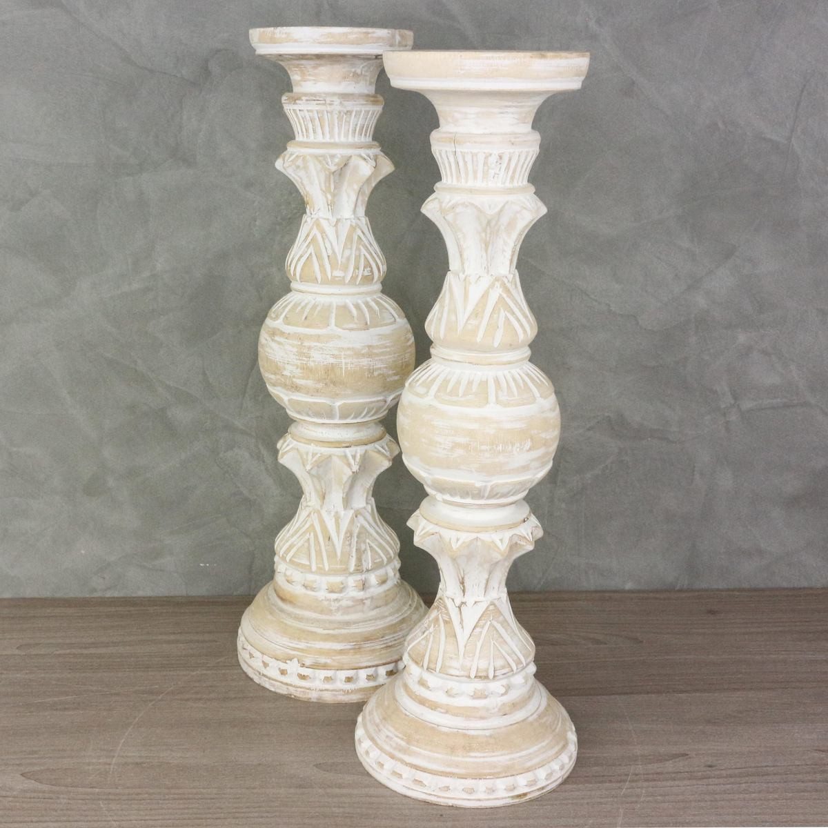 Oriental Galerie Dekofigur 2er Kerzenständer Set aus Indonesien Holz 2x Groß Model 1 (1 St)
