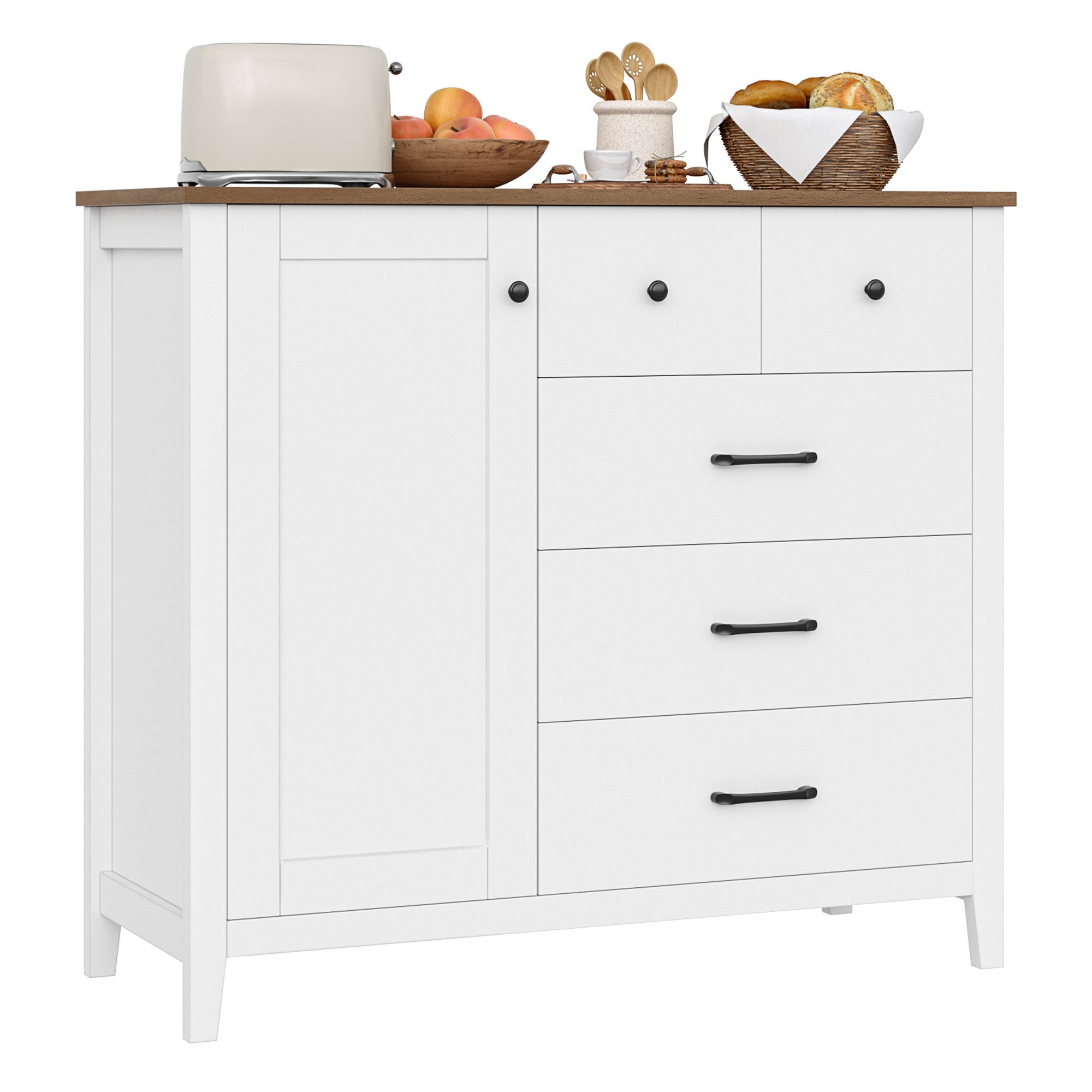 HOMECHO Buffet Sideboard, Küchenschrank mit 5 Schubladen und 1 Tür günstig online kaufen