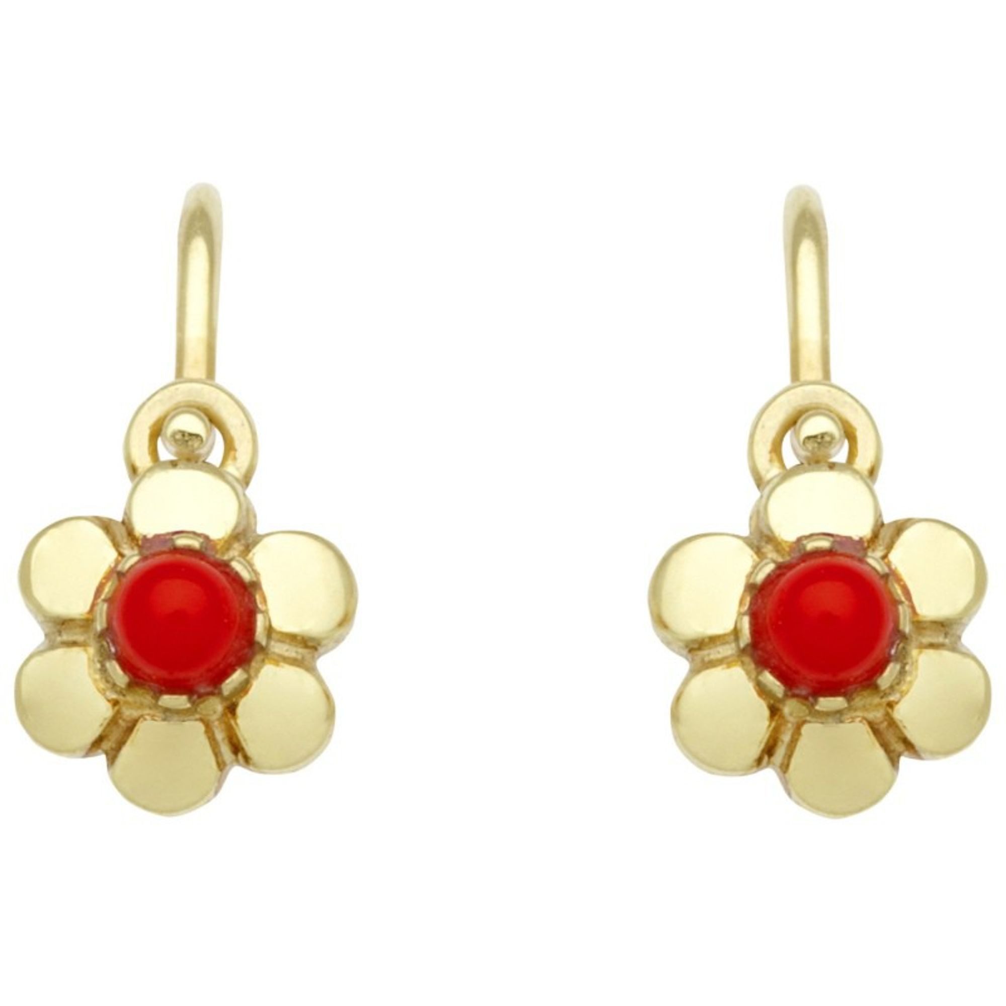 Miamar Ohrring-Set KI62, Miamar KI62 Mädchen Ohrringe Blume 14 Karat (585) Gelbgold Rot