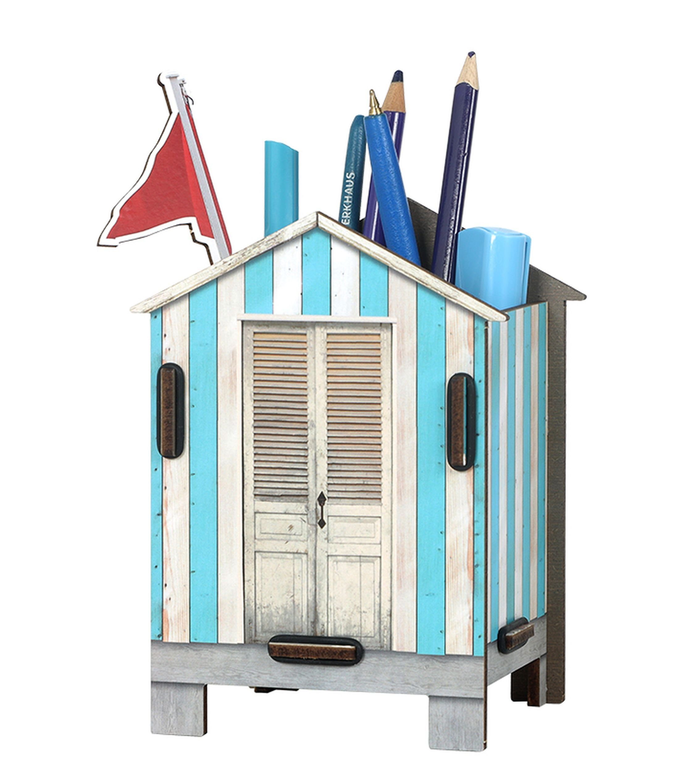 WERKHAUS® Aufbewahrungsbox Werkhaus - Stiftebox "Strandhaus" Stiftehalter Stifteköcher Farbe: