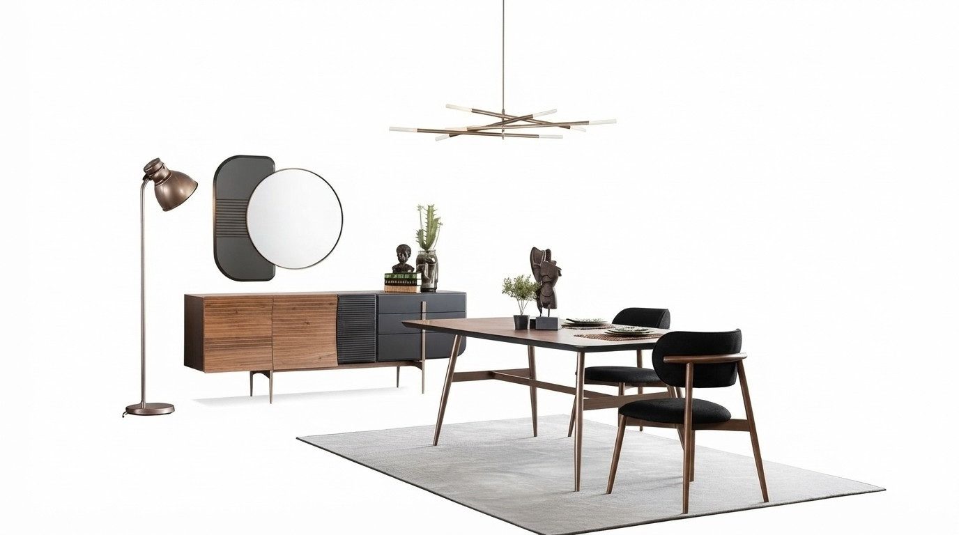 Xlmoebel Esszimmer-Set Essgruppe 7tlg Holz Braun mit Esstisch und Stühlen, (7-St), Made in Europa