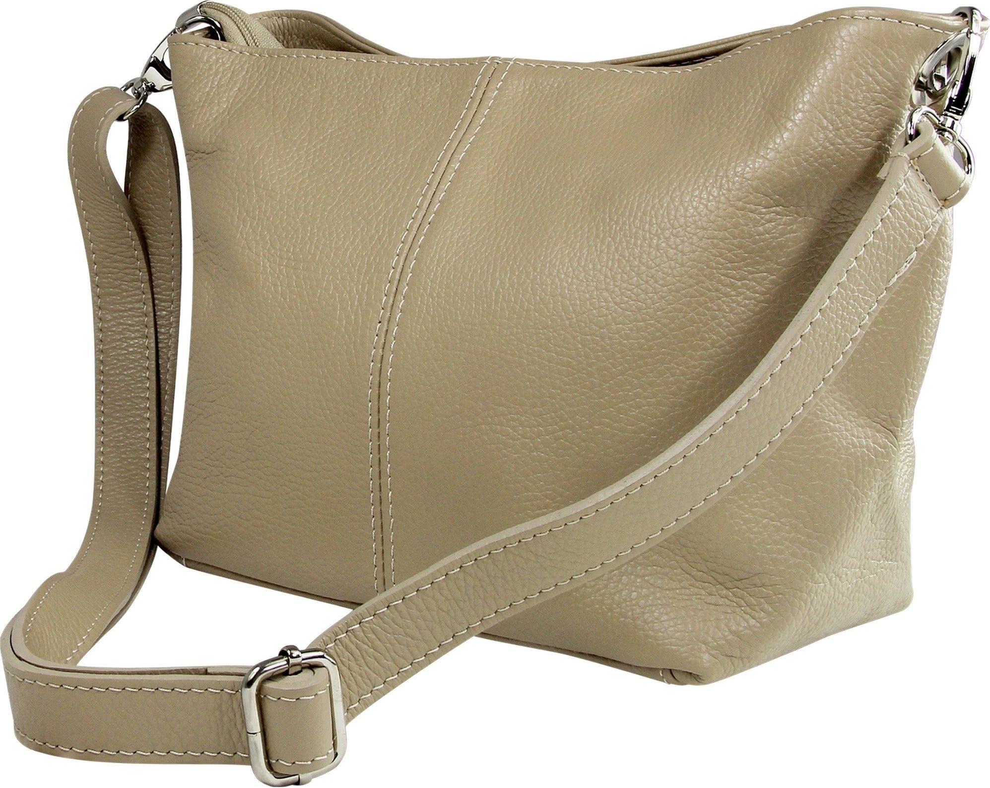 Schultertasche Toscanto Tasche taupe beige Leder
