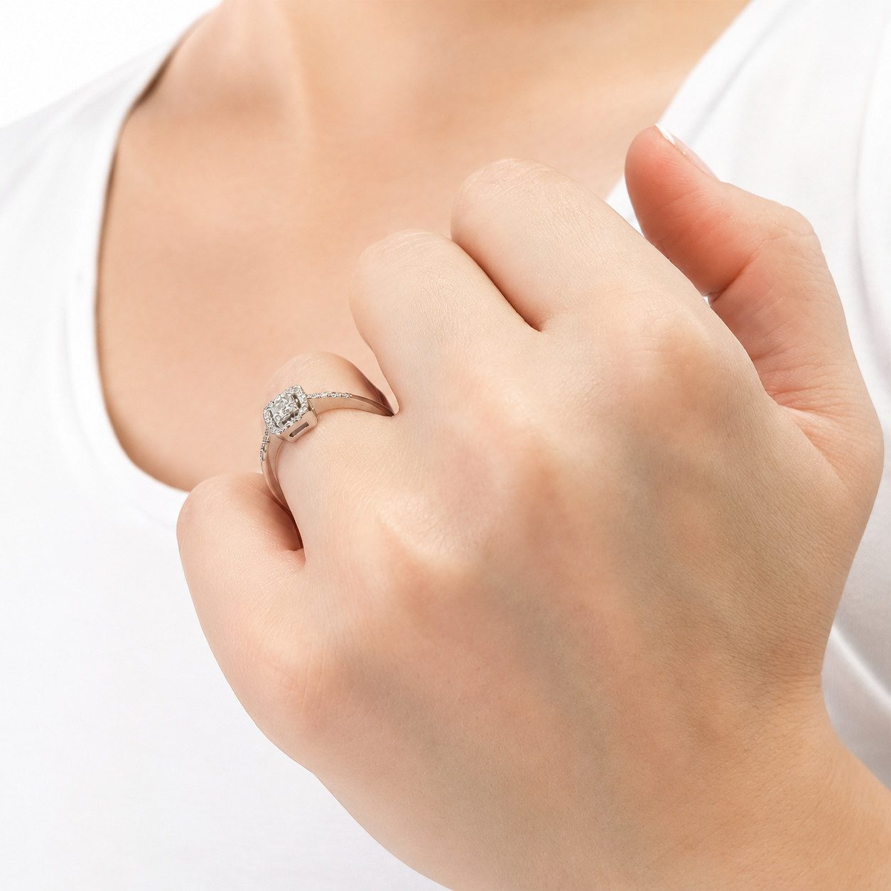EinStein Diamant Verlobungsring 0,20 Carat Diamant Antragsring 8 Karat Weißgold