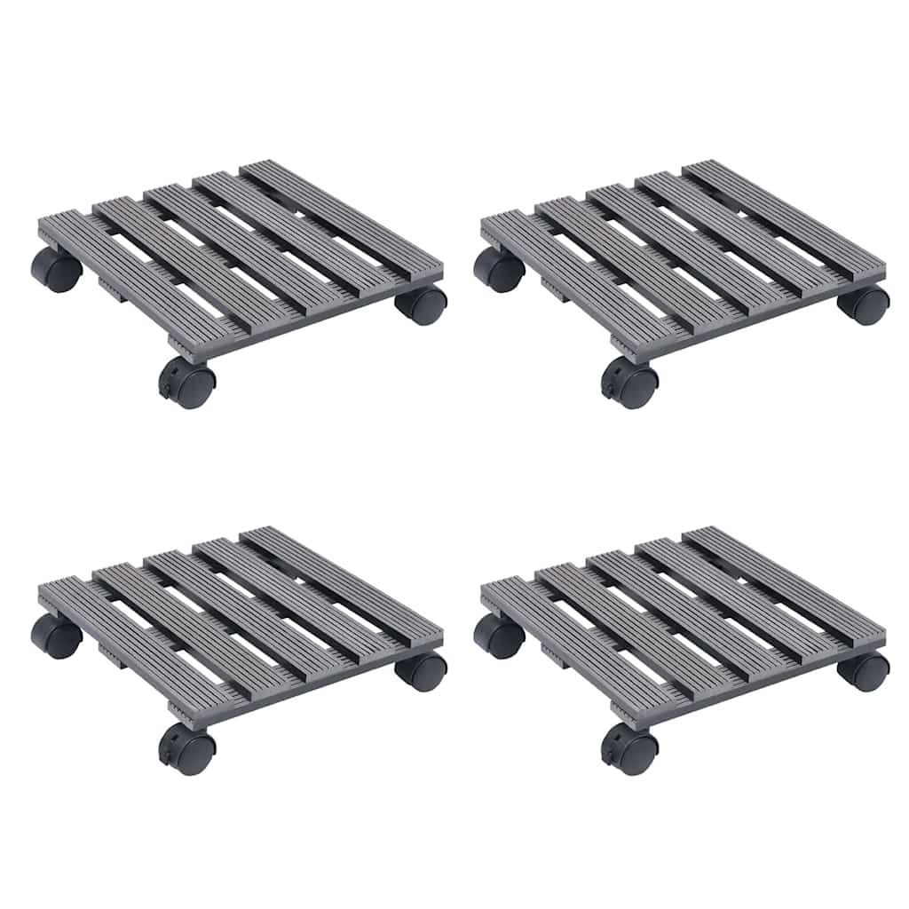 vidaXL Blumenständer Pflanzenroller 4 Stk. Grau 30x30x7,5 cm WPC (4 St)