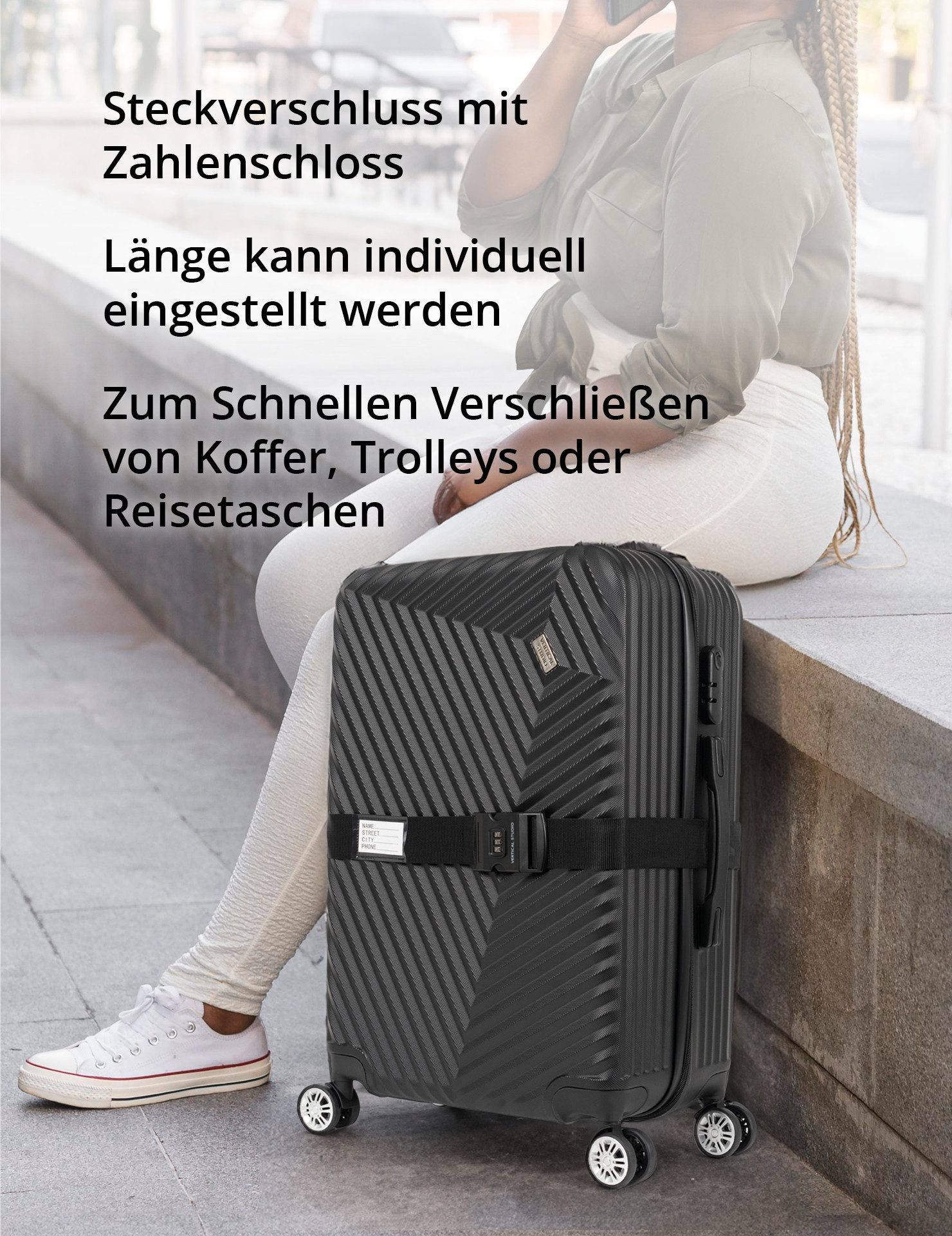 VERTICAL STUDIO Koffergurt VERTICAL STUDIO Gepäck Koffergurt 200 cm, Länge kann individuell eingestellt werden